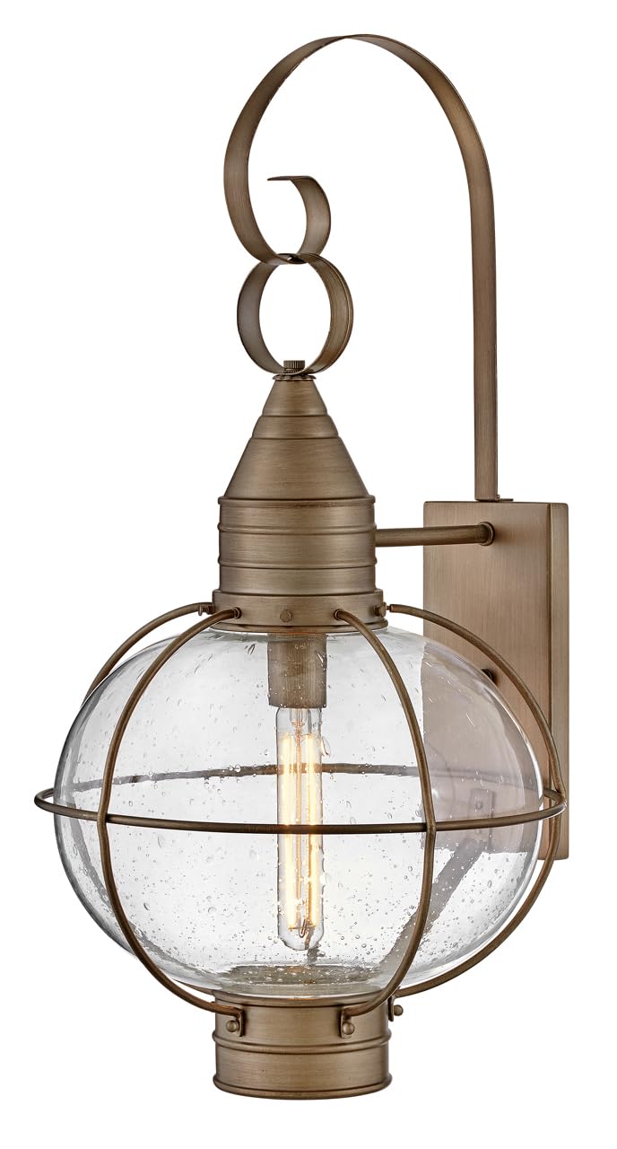 Hinkley Cape Cod 2205BU Large Outdoor Wall Mount Onion Lantern, Clear Seedy Glass, Wet Rated, Burnished Bronze