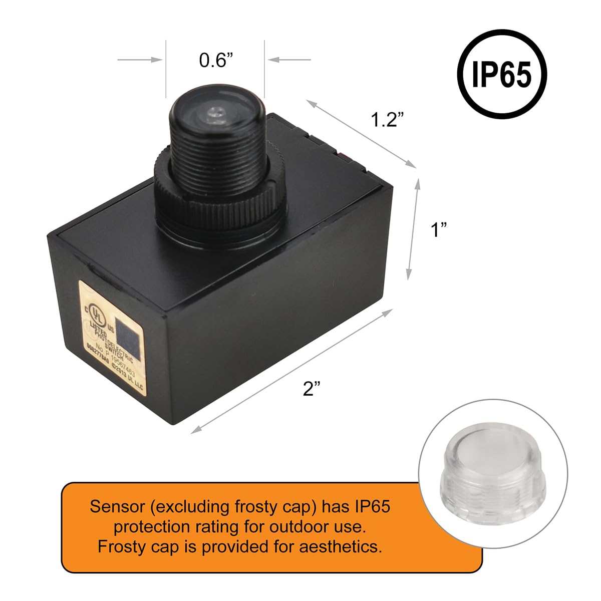 J.LUMI YCA1030 Hard-Wired Outdoor Photocell Light Sensor, Black, 1 Pack, UL Listed