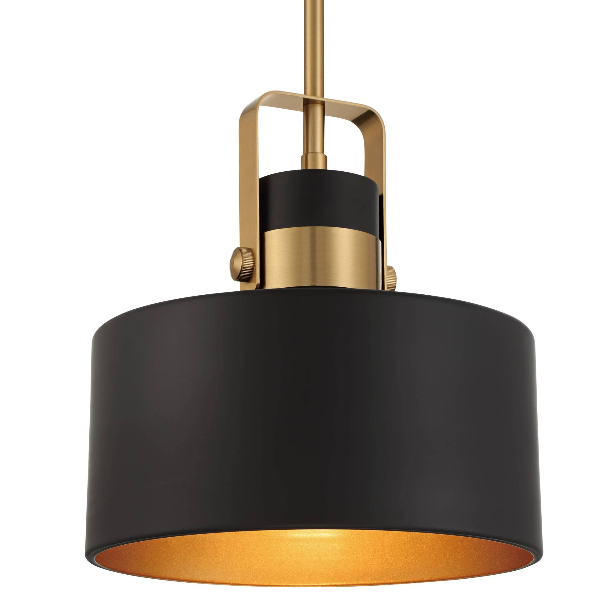 Possini Euro Design Courtney Soft Gold Mini Pendant Lighting 10&quot; Wide Modern Matte Black Outer Gold Inner Drum Shade Fixture For Dining Room Home Foyer Kitchen Entryway Bedroom Living High Ceilings