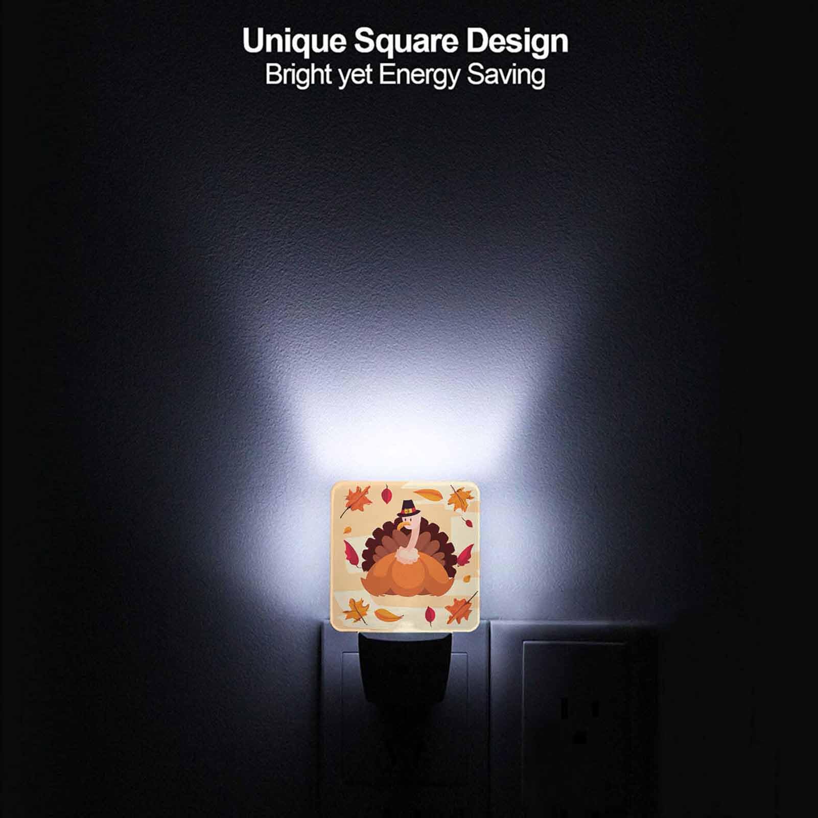 Chrobak LED Night Light with Dusk to Dawn Sensor, Thanksgiving Turkey Pumpkin Leaves, Model WML-Night-Light-231023-59