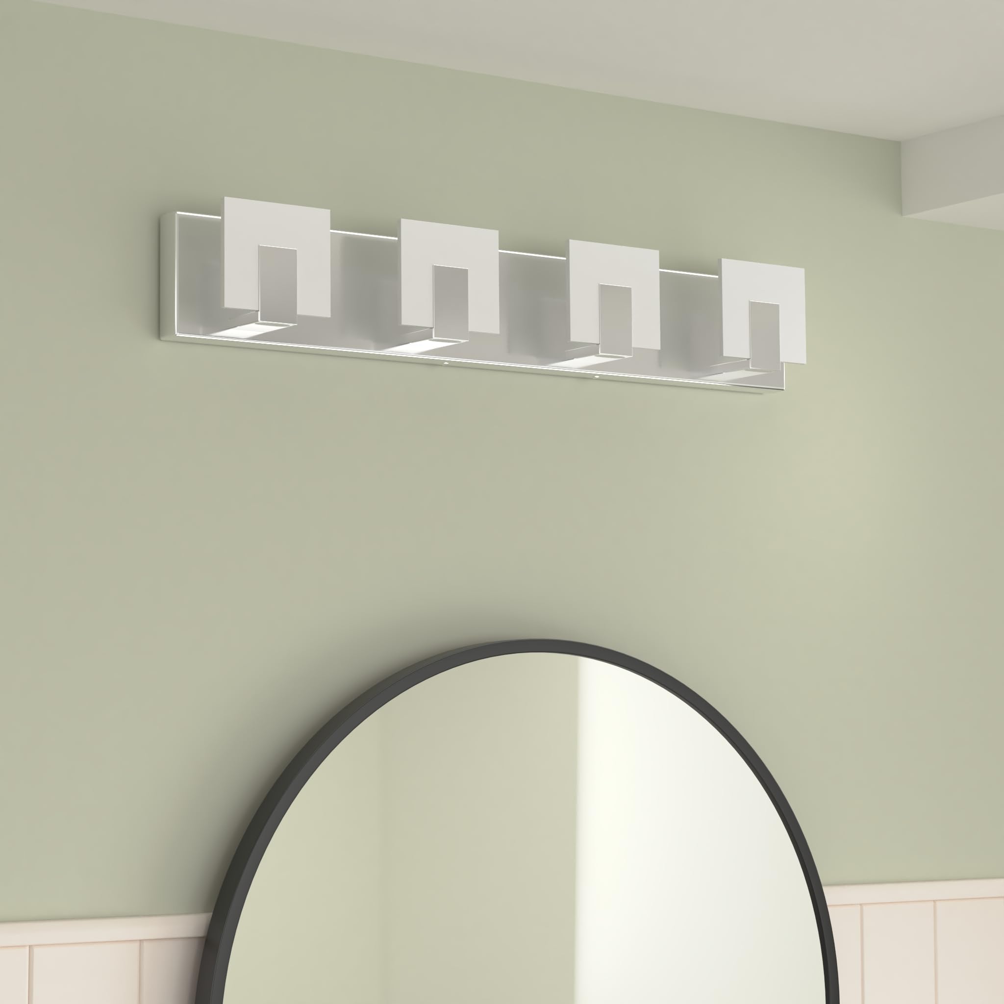 Aipsun 4 Lights Dimmable LED Vanity Light Chrome Frosted White Acrylic Model Ca-1105-4T-D