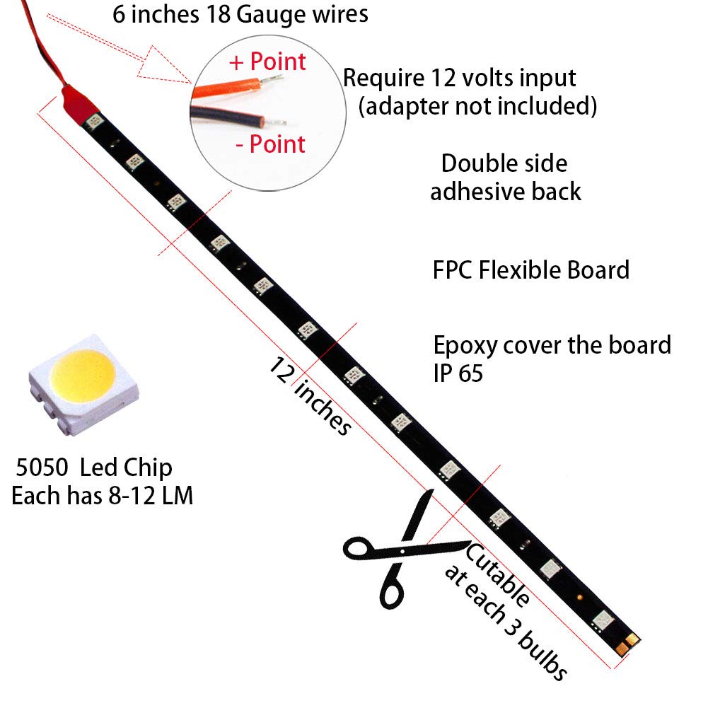HYADA LED Underbody Light Strip, 12V Waterproof, 1Ft, Pack of 6, Purple, 30cmx1cm