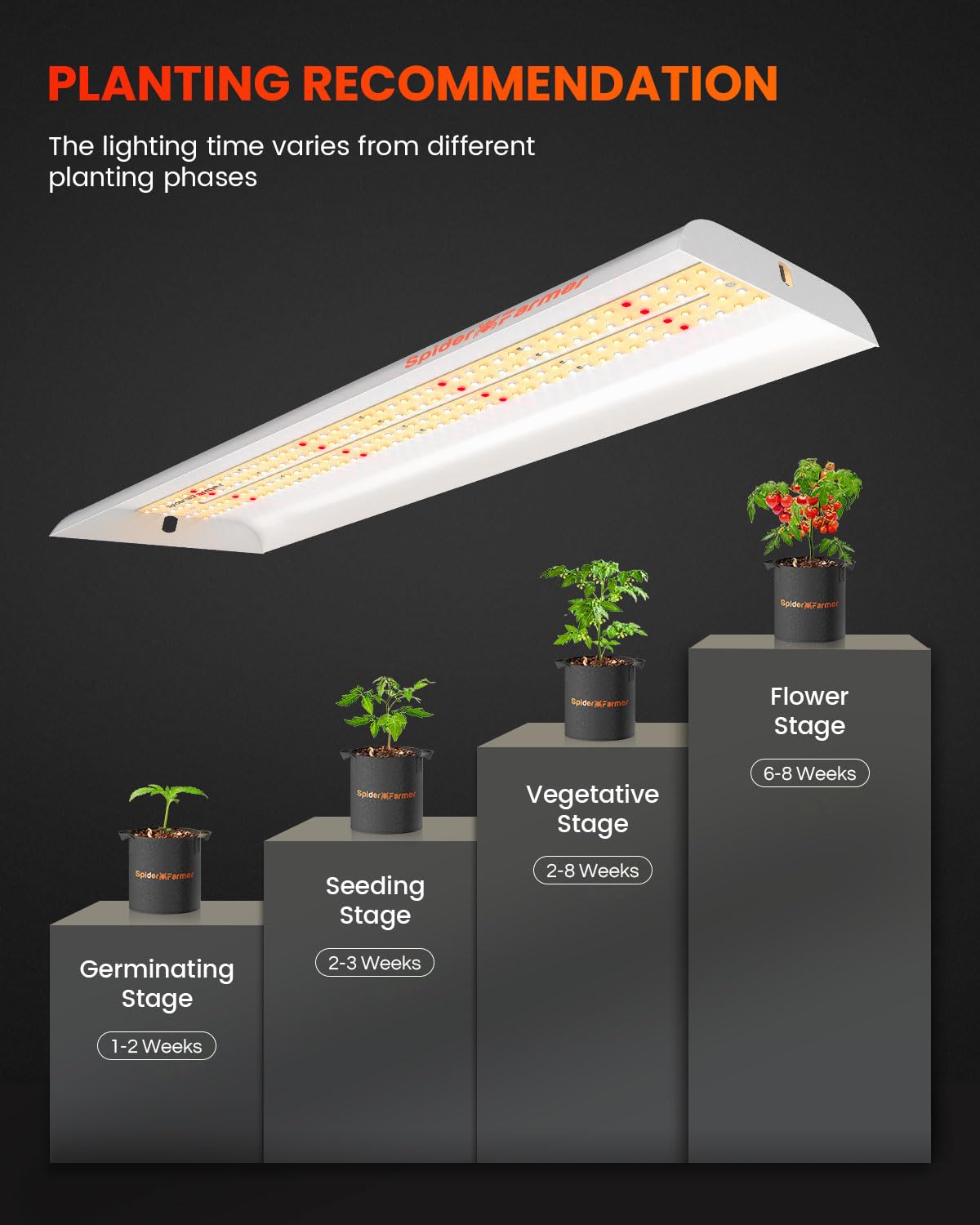 Spider Farmer LED Grow Light, SF-300, Full Spectrum, 2x2.5ft Coverage, Aluminum, Silvery, Energy Saving, Hydroponics