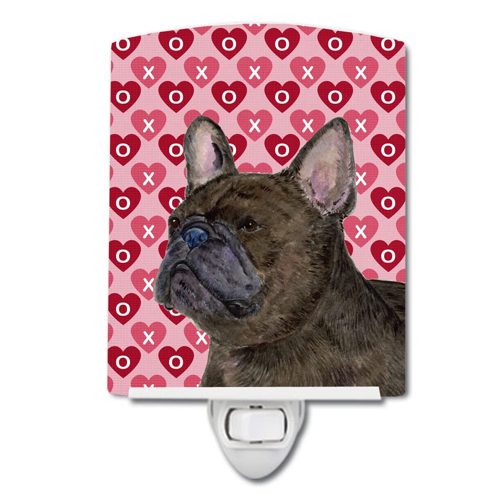Carolines Treasures Ceramic Night Light, French Bulldog Hearts, 6x4x3in, Multicolor, Model SS4519CNL, UL-Certified