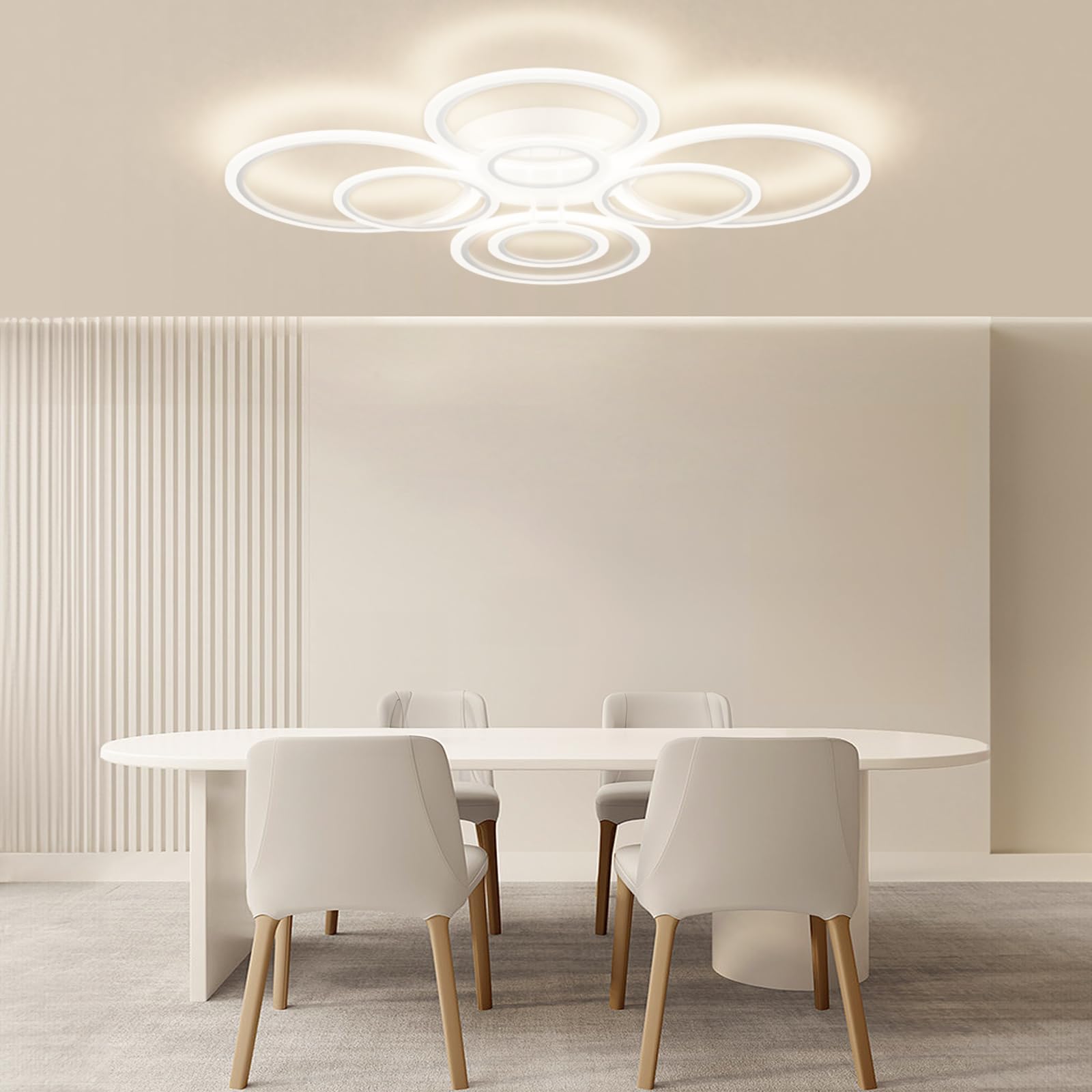 MARYRAIN Modern LED Ceiling Light, 23-Inch, Acrylic, 3348LM, Remote & APP Control, 8 Circles, Energy Saving, Model MR202492304