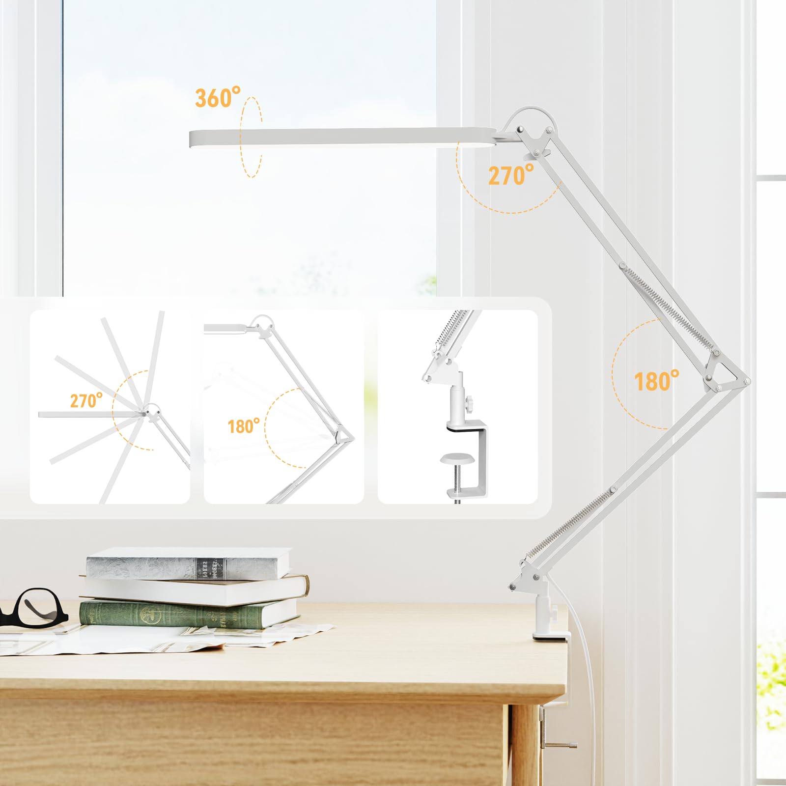 Skyleo Led Desk Lamp - 31.5'' Desk Light - 5 Color Modes X 11 Brightness Levels - Adjustable Swing Arm - Timmer & Memory Functio