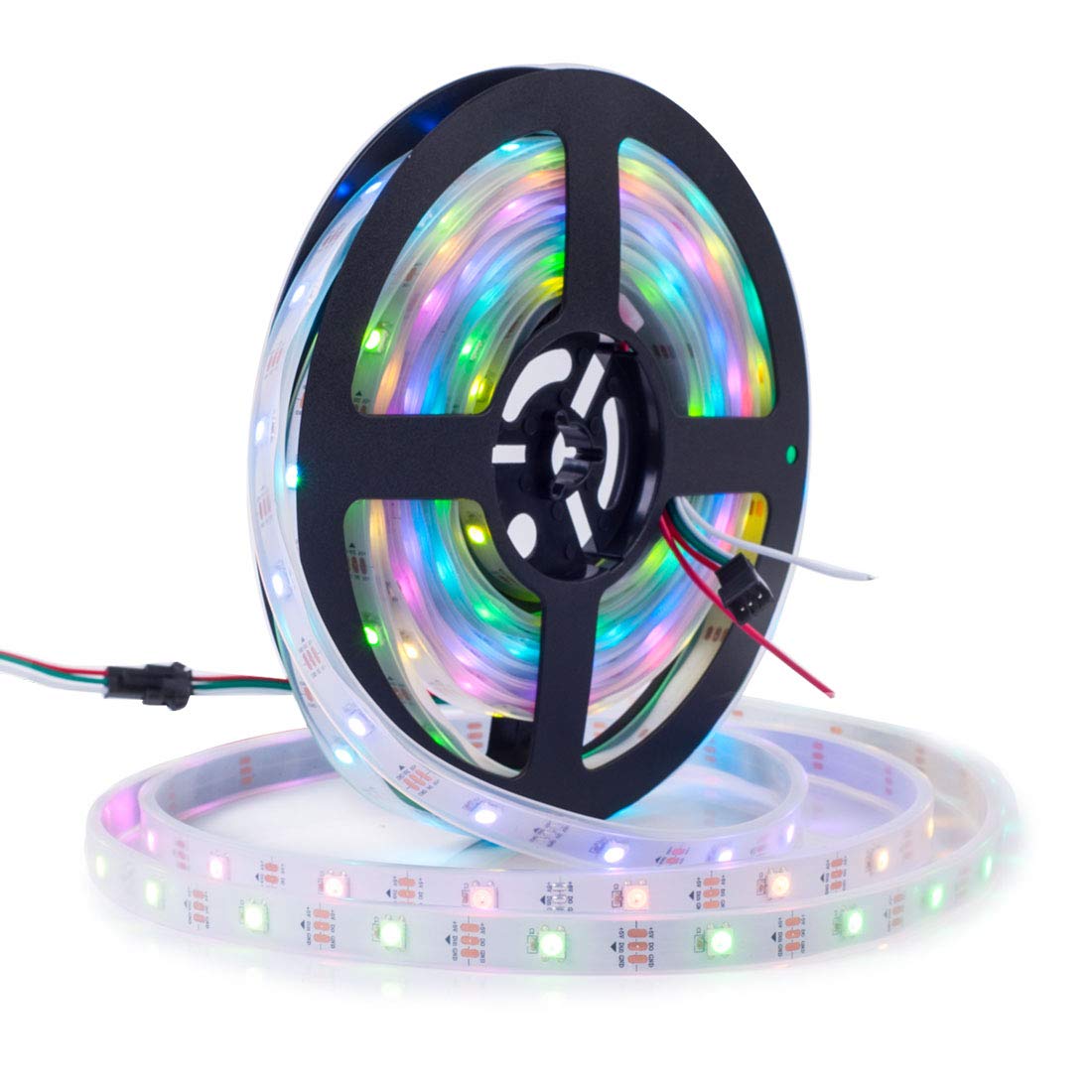 Btf-Lighting Ws2812B Rgb Eco Led Strip  Chasing Effects 5050Smd Individually Addressable 16.4Ft 30Pixels/M 150Pixels Flexible Dream Color Ip67 For Bedroom Diy Projects Dc5V(No Adapter Or Controller)