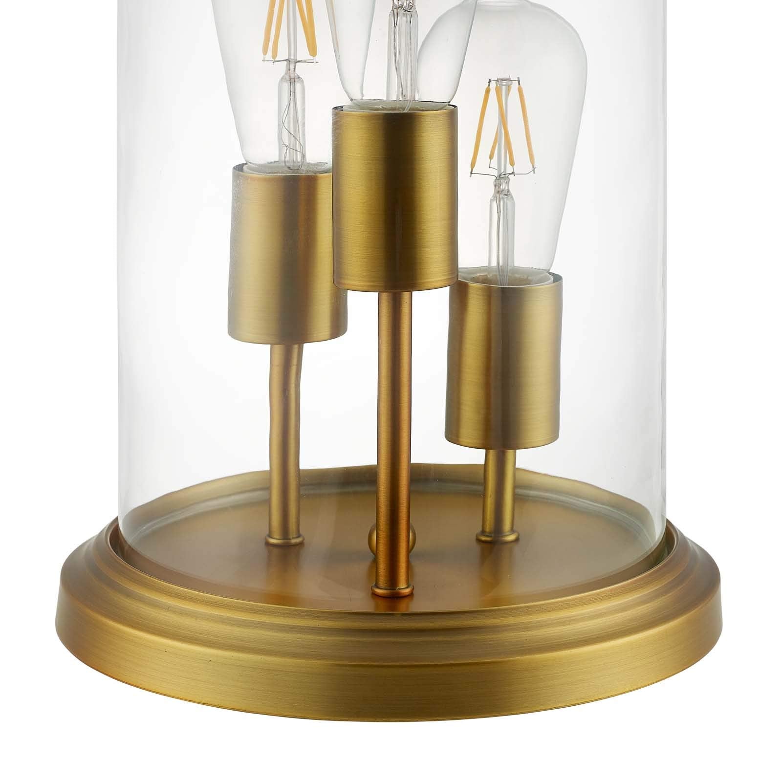 Modway Admiration Vintage Brass Metal and Glass Cloche End Table Lamp