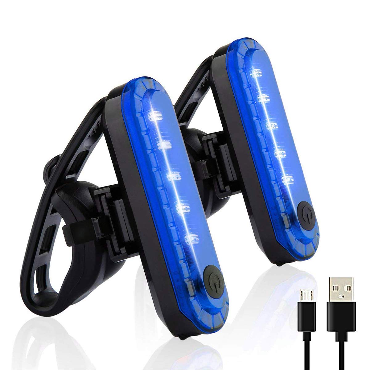 Blue Bike Tail Lights 2 Pack, Ultra Bright USB Rechargeable Bicycle Taillights, High Intensity Led Rear Bike Light Fits on Any R