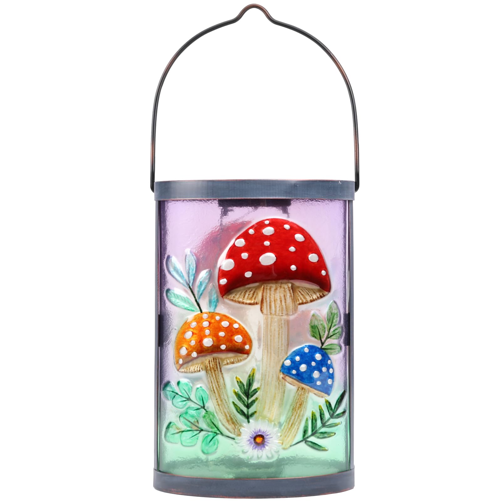 MUMTOP Hanging Solar Lantern - Waterproof Glass Tabletop Decorative Lamp for Outdoor Patio Garden - Multicolor, Model 6540A