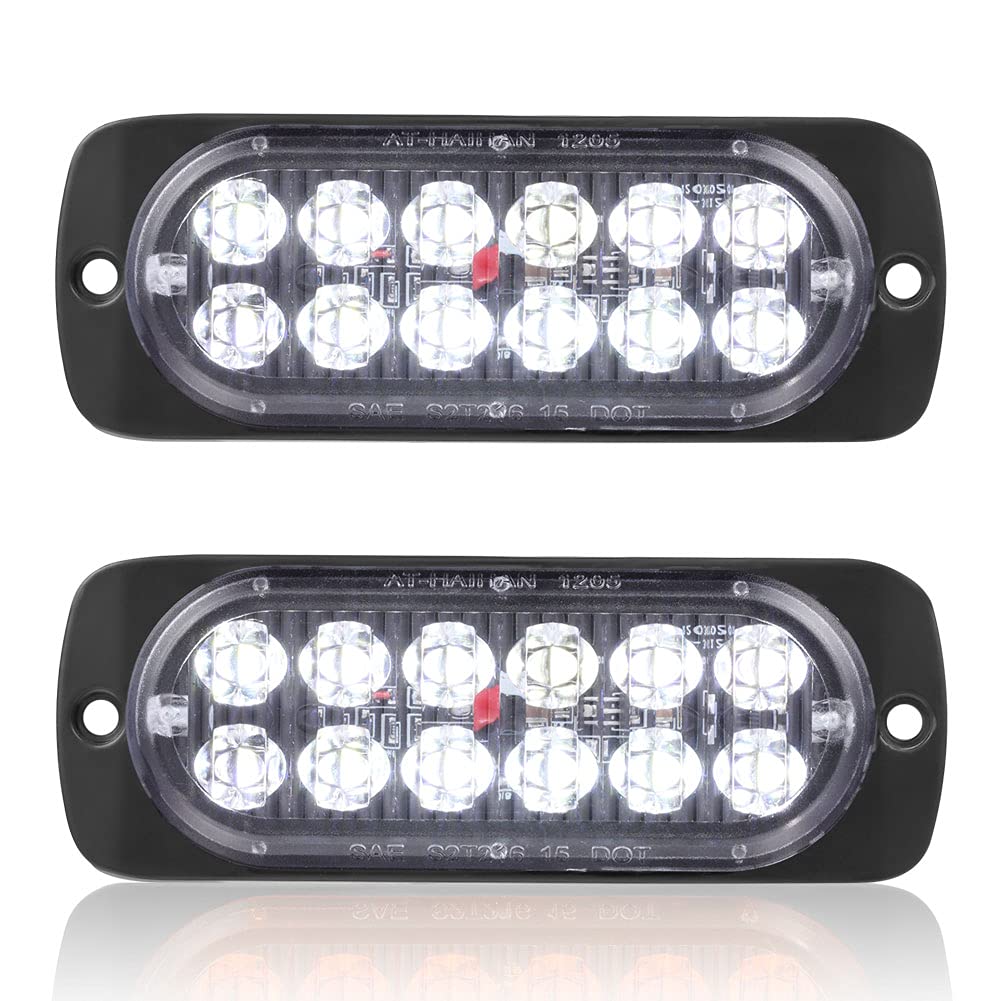 At-Haihan Pack Of 2 Aluminum Housing Clear Lens White Led Reverse Backup Running Lights, Dot Compliant Waterproof Surface Mount 