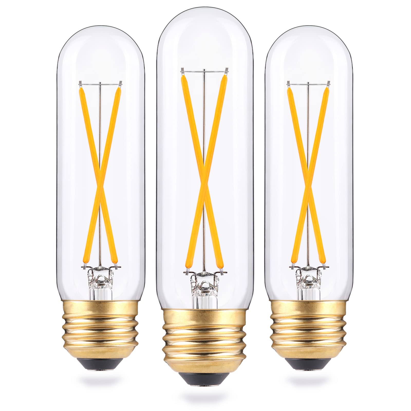 EQ Lighting Dimmable 2W Tubular LED Bulbs, 2700K Warm White, Edison Style Filament Light Bulb, Vintage T10 Lamp Bulb 25 Watt Equ
