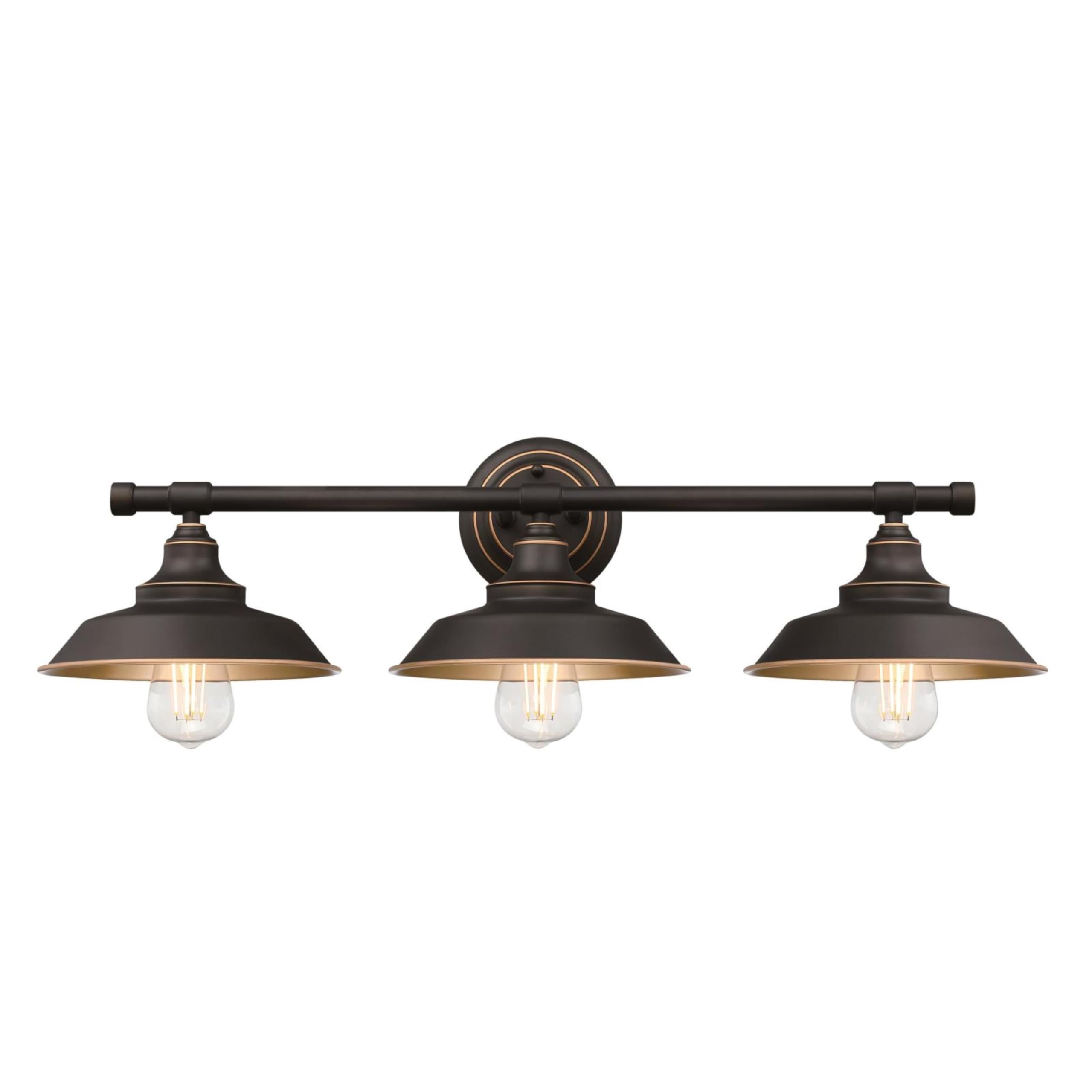 Westinghouse 6133000 Iron Hill Vintage-Style Three Light LED Indoor Wall Fixture, Oil Rubbed Bronze Finish with Highlights