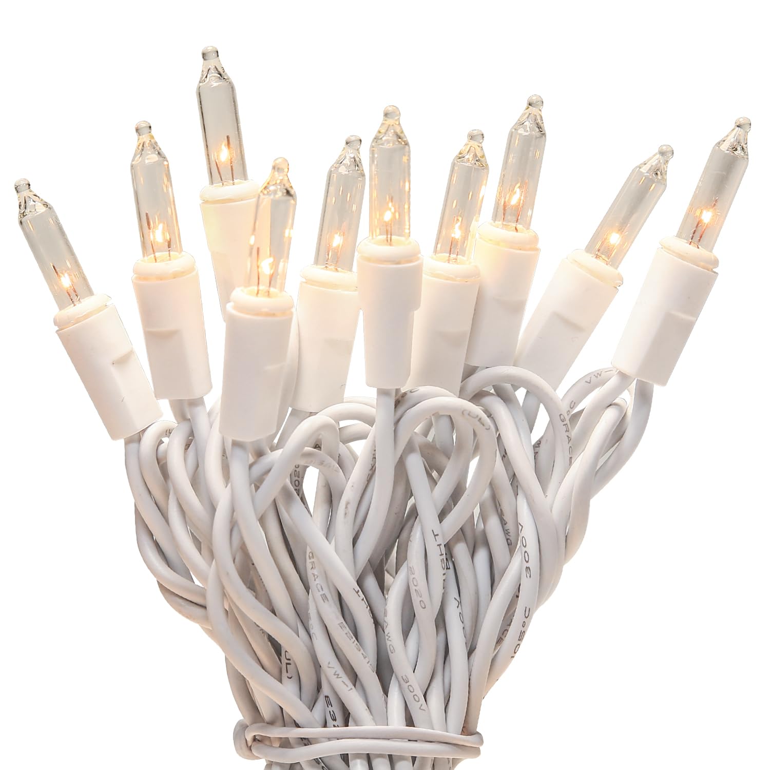 LIDORE Super Bright Clear Mini Christmas Tree String Lights, Gift for Decoration, 8FT 10 Count Bulbs with White Cord, UL Listed Indoor Outdoor Lighting for Holiday (White Cable)