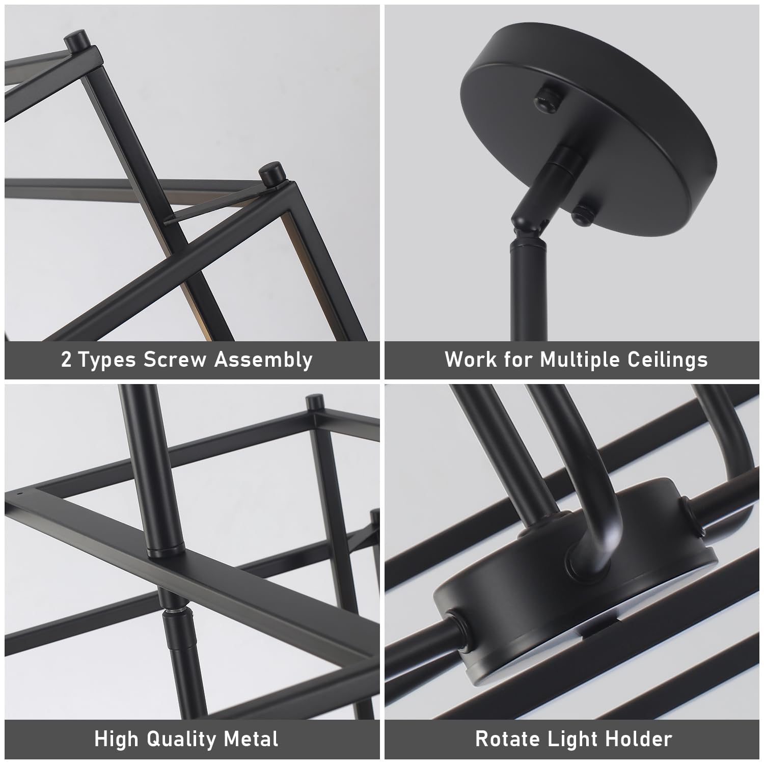 Luupyia 5Lights Rectangle Chandelier Industrial, Black And Gold Metal Pendant Light Fixture Linear For Living Room Dining Room O