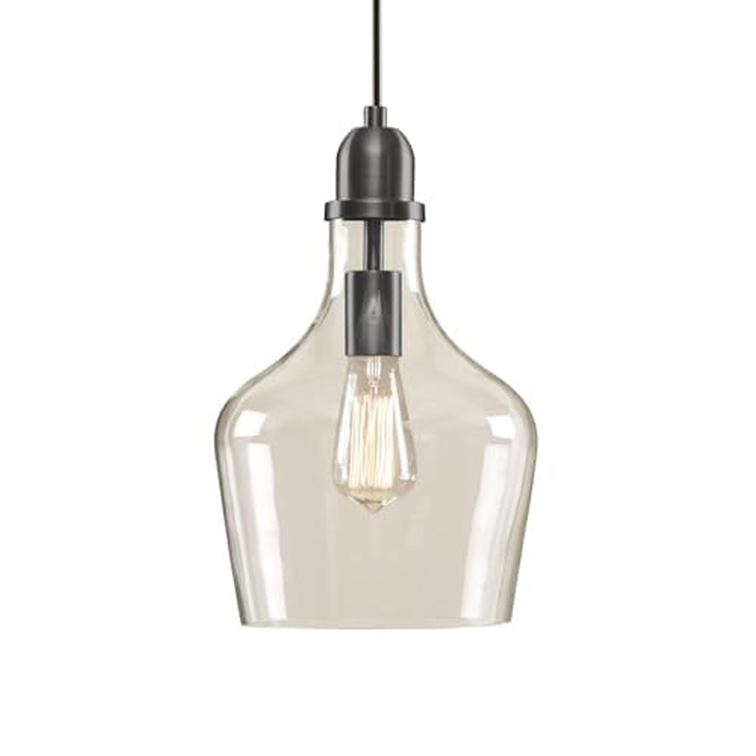Hampton Hill Auburn Pendant Light, Industrial Design, Hand-Blown Glass, 9in Dia x 95.5in H, Bronze/Clear, Model MP151-0198