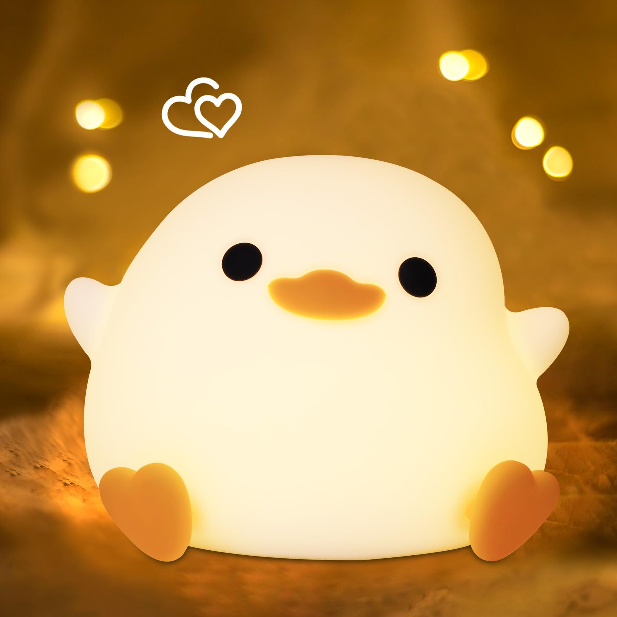 Okayera DoDo Duck Night Light, Duck Bean Silicone Bedside Lamp with Dimmable USB Rechargeable Timer, Perfect Animal Gift Birthda