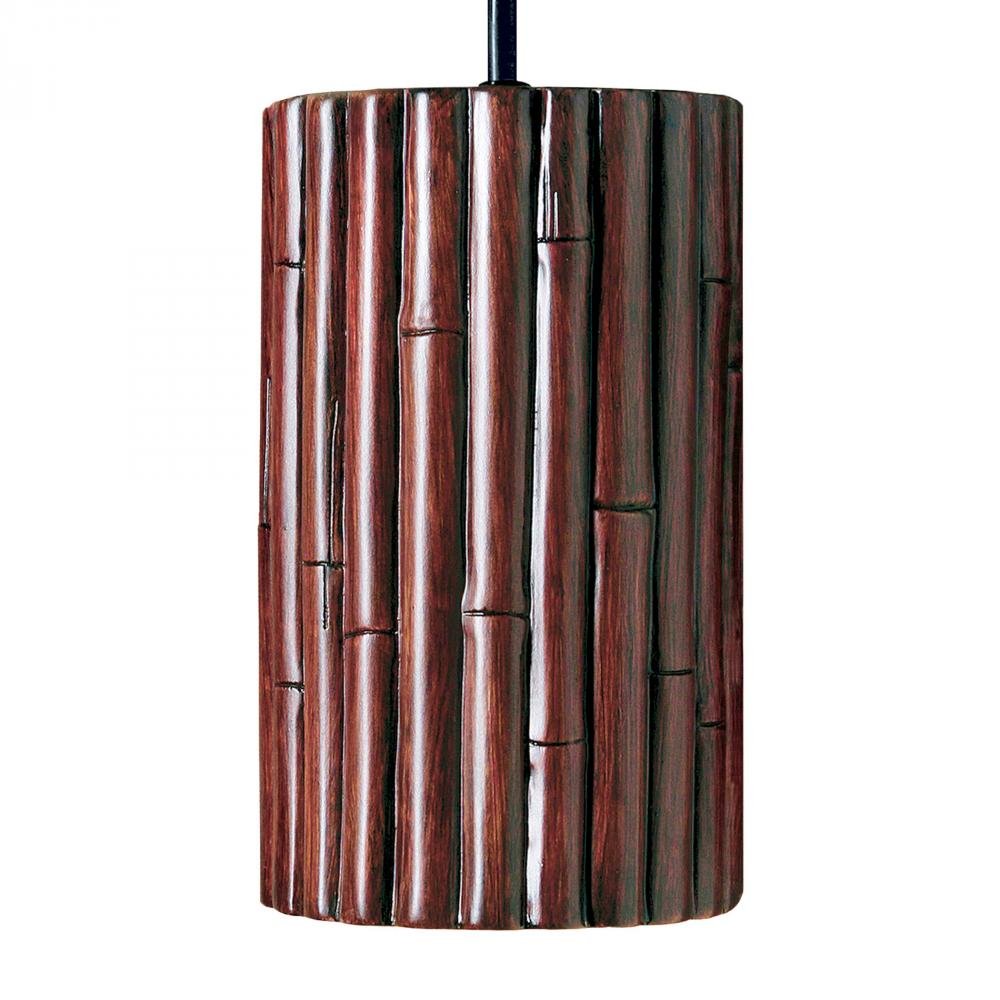 A19 Bamboo Pendant, 6 by 9.5", Cinnamon