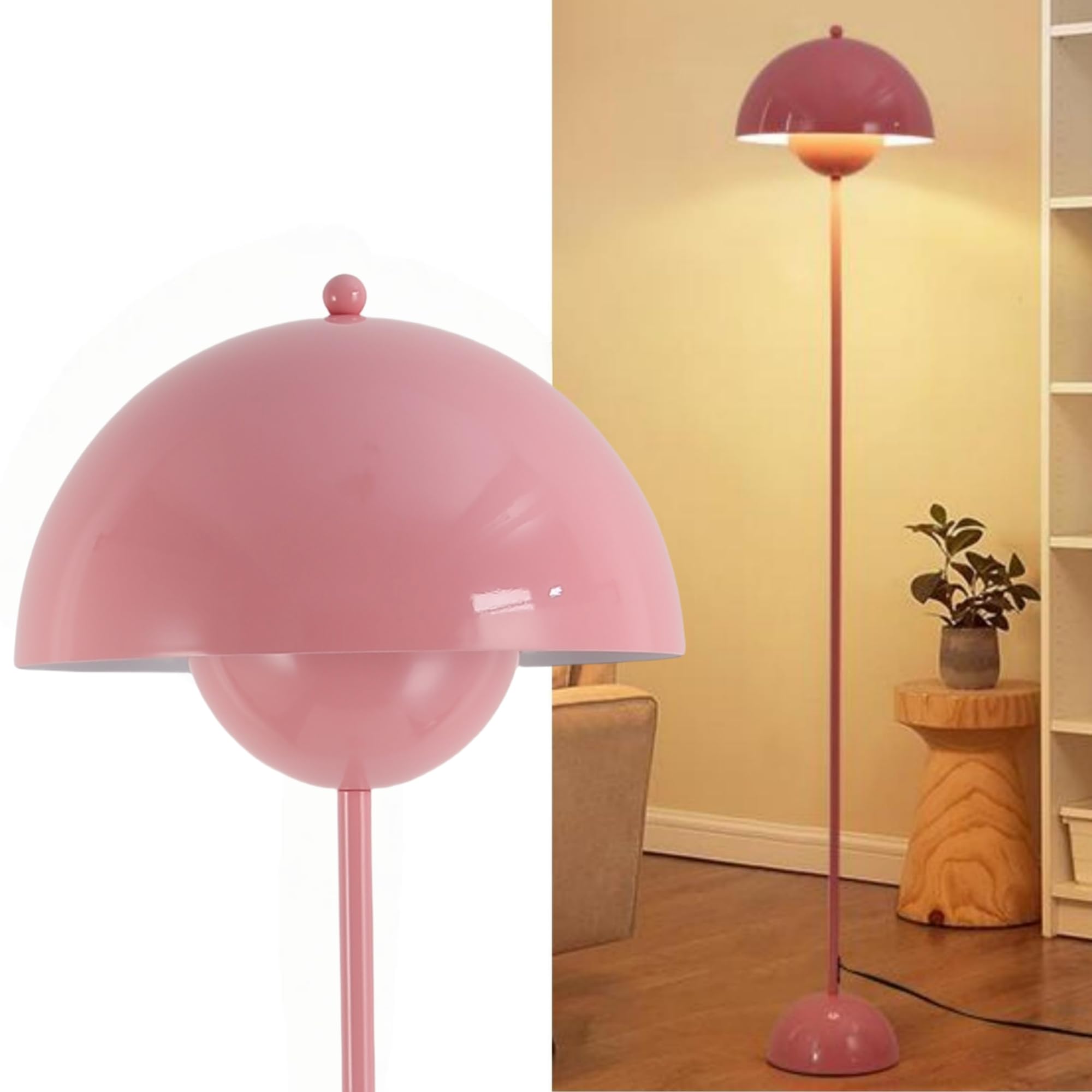 Cosylux Modern Floor Lamp For Living Room  Industrial Tall Standing Lamp For Bedroom  Metal Shade Reflecting Light Reading Floor Lamp For Office  Nursery Room  Corner(Light Pink)