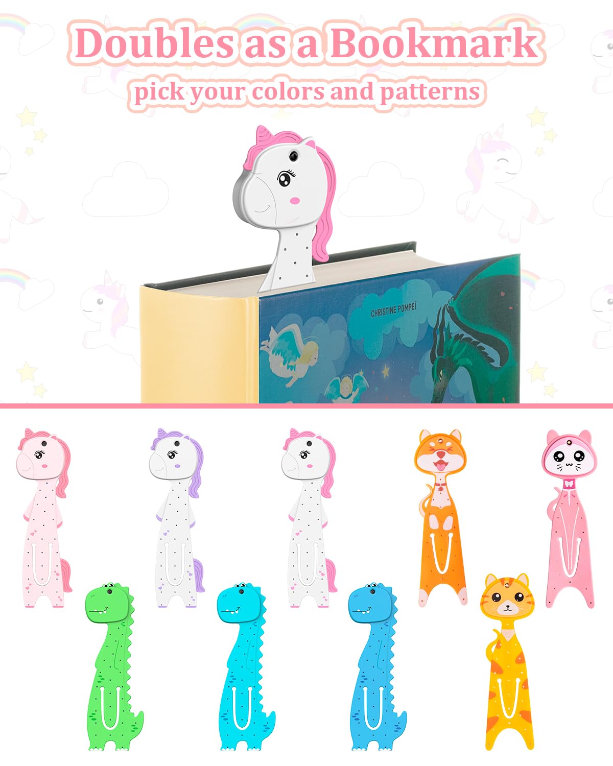 Eastpin Stocking Stuffers For Girls Book Light, Unicorn Reading Light For Book Lovers, Cute Bookmarks Small Reading Light For Bo