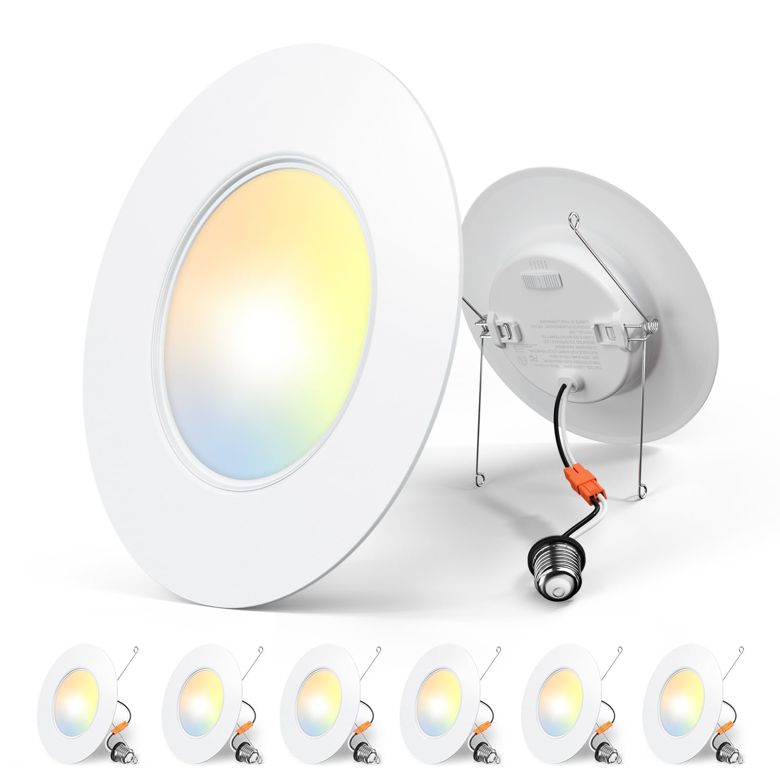 Amico 6 Pack 5/6 inch 5CCT LED Recessed Lighting, Dimmable, 11W=100W, 1100LM, 2700K/3000K/4000K/5000K/6000K Selectable, Retrofit