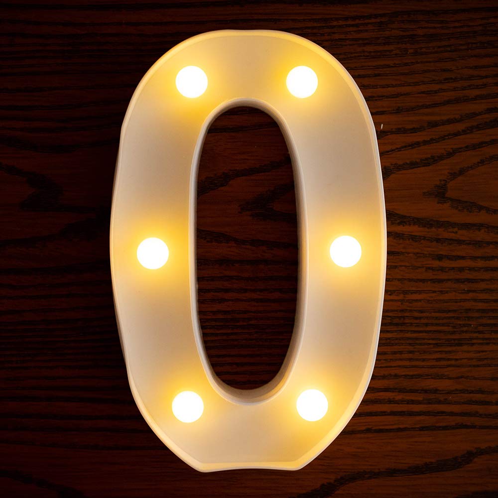 Yorulory LED Number Lights Sign Light Up Number Sign for Night Light Wedding Birthday Party Battery Powered Christmas Lamp Home Bar (0)