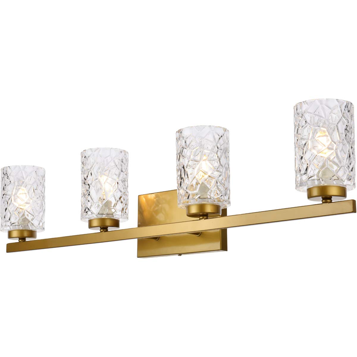 Living District Indoor Modern Home Decorative Bright Ceiling Cassie 4 Lights Bath Sconce in Brass with Clear Shade