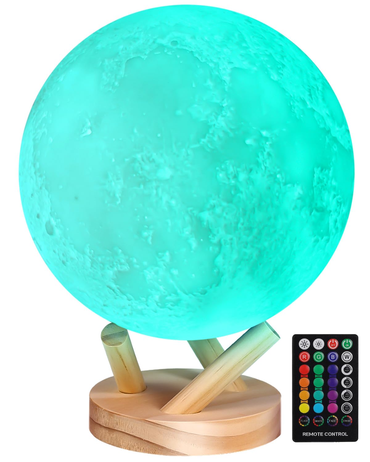 Gropinfly Moon Lamp, Sliding Control Moon Night Light, Kids Night Light, 16 Colors Moon Light With Unique Stand, Remote&Sliding Control, Timing, Usb Rechargeable, Gift For Kid Friend Lover, 6 In