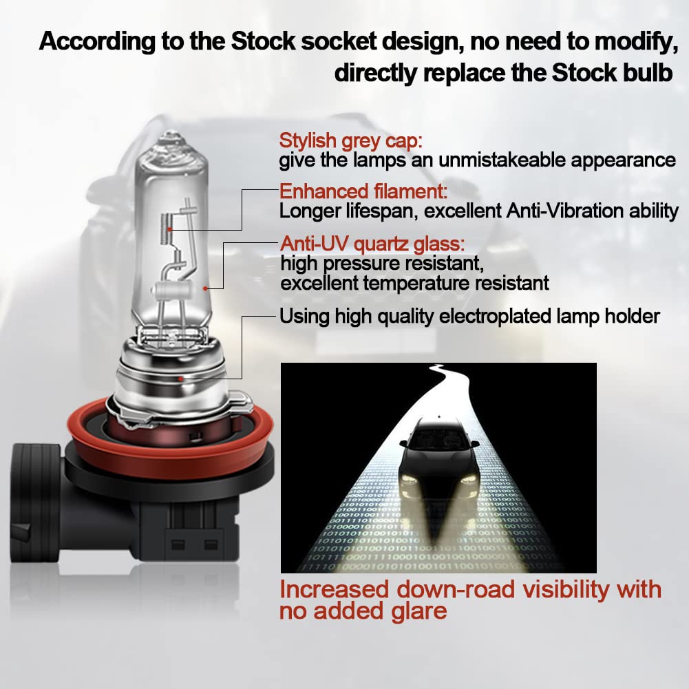 WinPower H9 Halogen Bulbs 65W Pack of 2, 4300K Metal, Model WP-TMP-H9