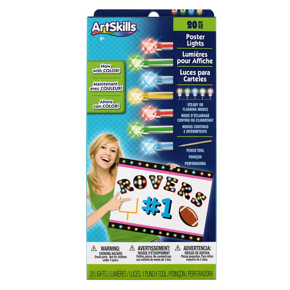 ArtSkills Rainbow Poster Lights, Poster Board Decorations, Sign Making & Science Fair Board Supplies, Battery-Operated String Li
