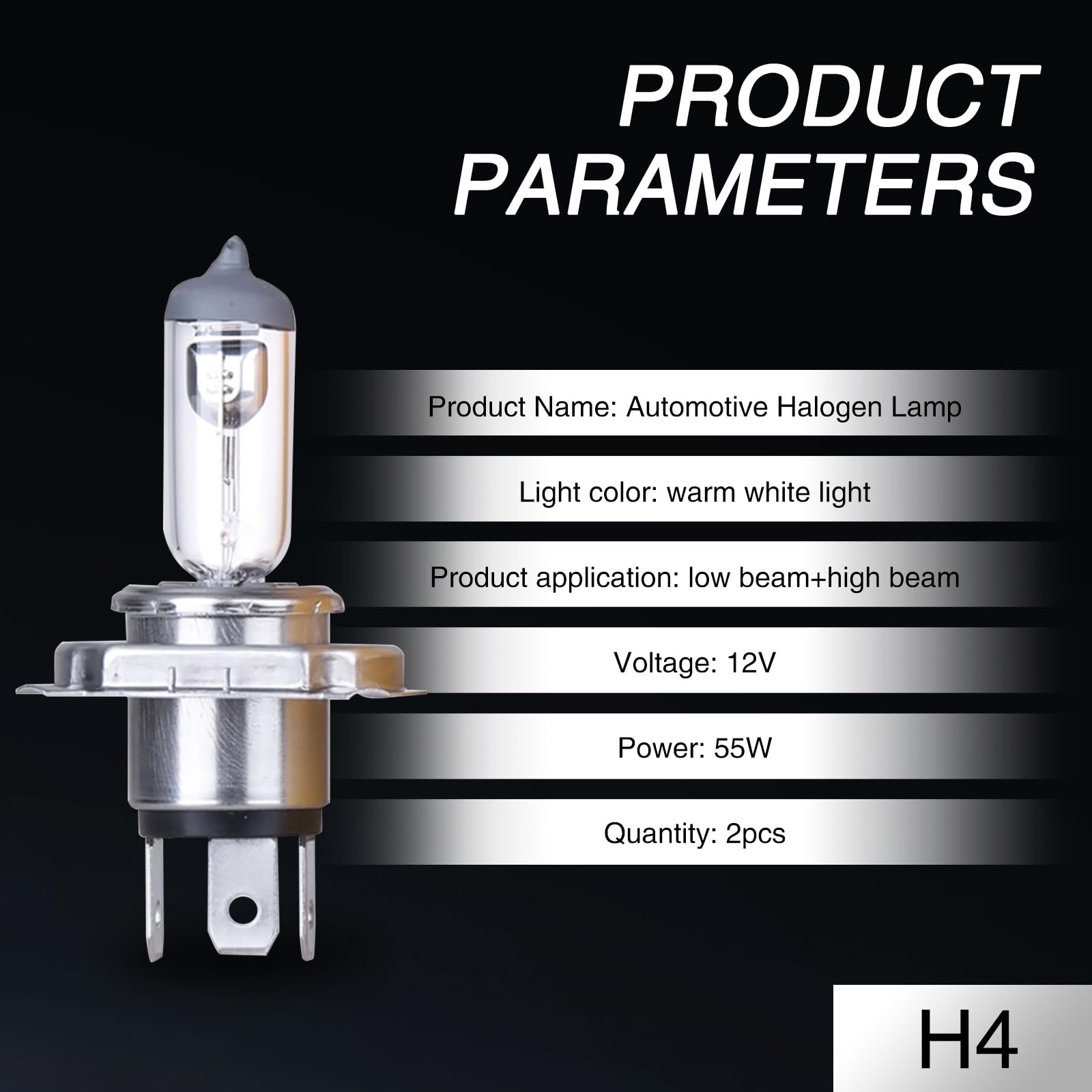 Awlbed 2 Pcs Car Halogen Fog Light Bulb  12V 55W Waterproof Glass Vehicle Spotlights Replacements  Universal Automotive High Beam Lighting Accessories For Truck Suv Car (White Light #H4)