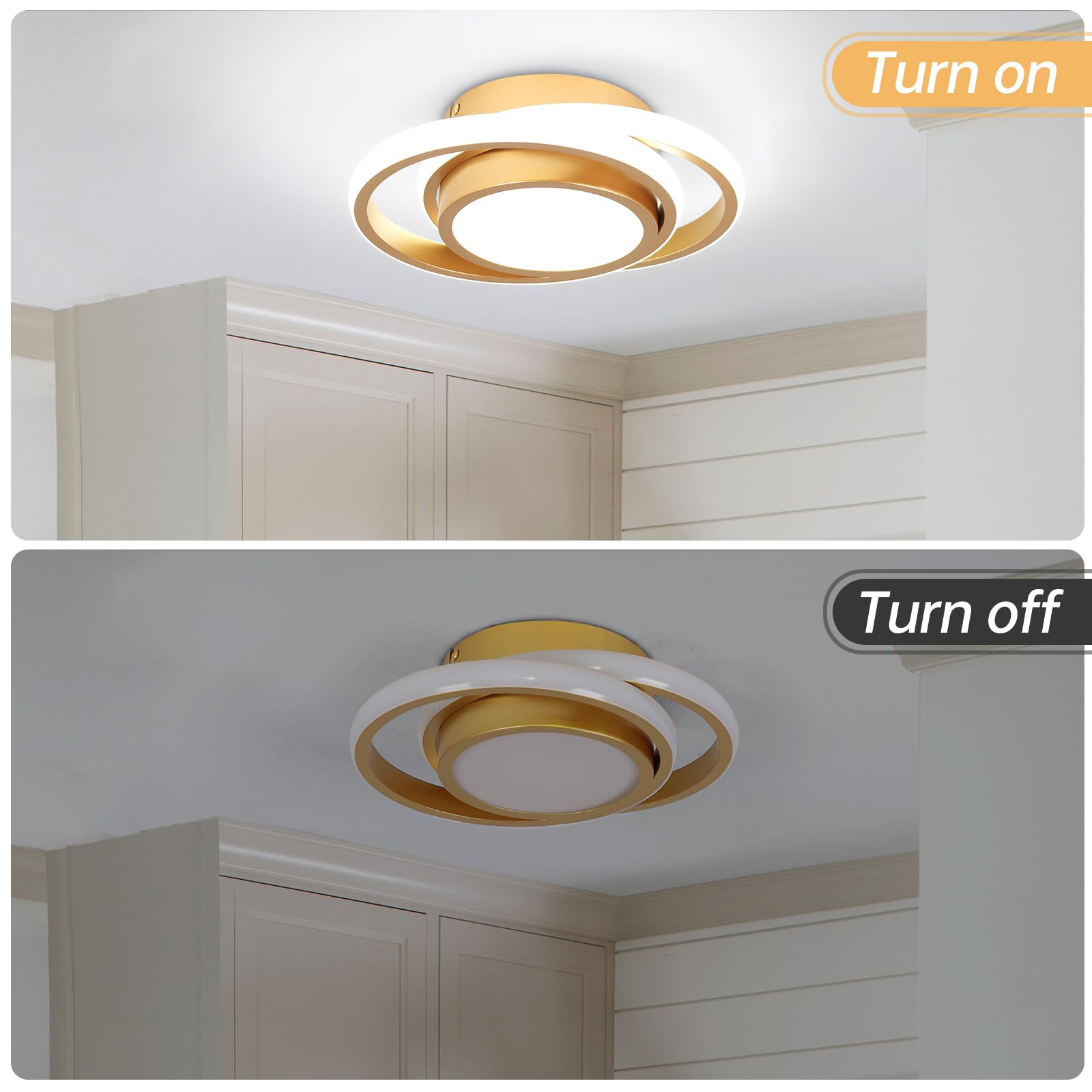 Caneoe Small Modern Led Ceiling Light  Gold Round Hallway Light Fixtures Ceilings  Indoor Ceiling Lamp Fixtures For Hallway Living Room Bedroom Kitchen Office Lighting Fixture