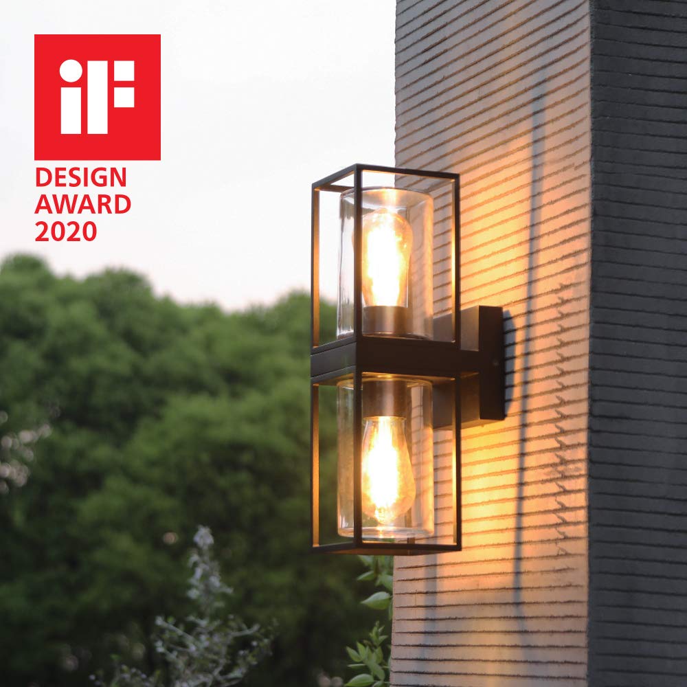 LUTEC Flair Outdoor Wall Sconce, Modern Black Up and Down Light, Waterproof Aluminum Fixture for Garage and Doorway