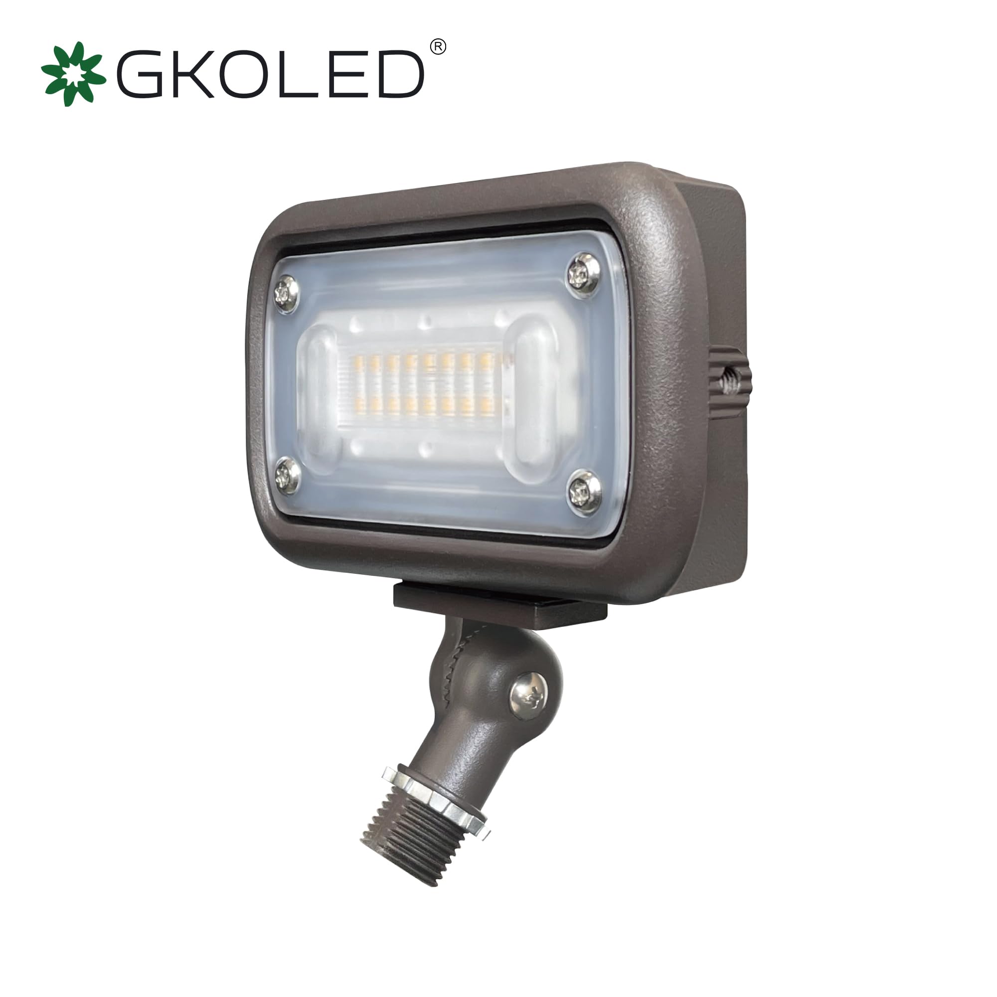 Gkoled 15W Led Floodlight, Outdoor Security Fixture, Waterproof, 1500 Lumens, 50W Mh Equivalent, 5000K Daylight White, 120-277V, Ul-Listed, 5 Years Warranty