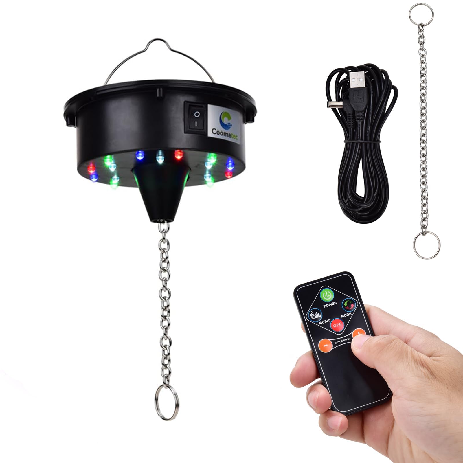 Rotating Disco Ball Motor Lights with Remote  3-15RPM Adjustable Speed Mirror Ball Spinner 18 LEDs Heavy Duty for 12 16 20 24inch Large Mirror Ball Rotator(NotIncludedBall)  Party Weddings Birthday