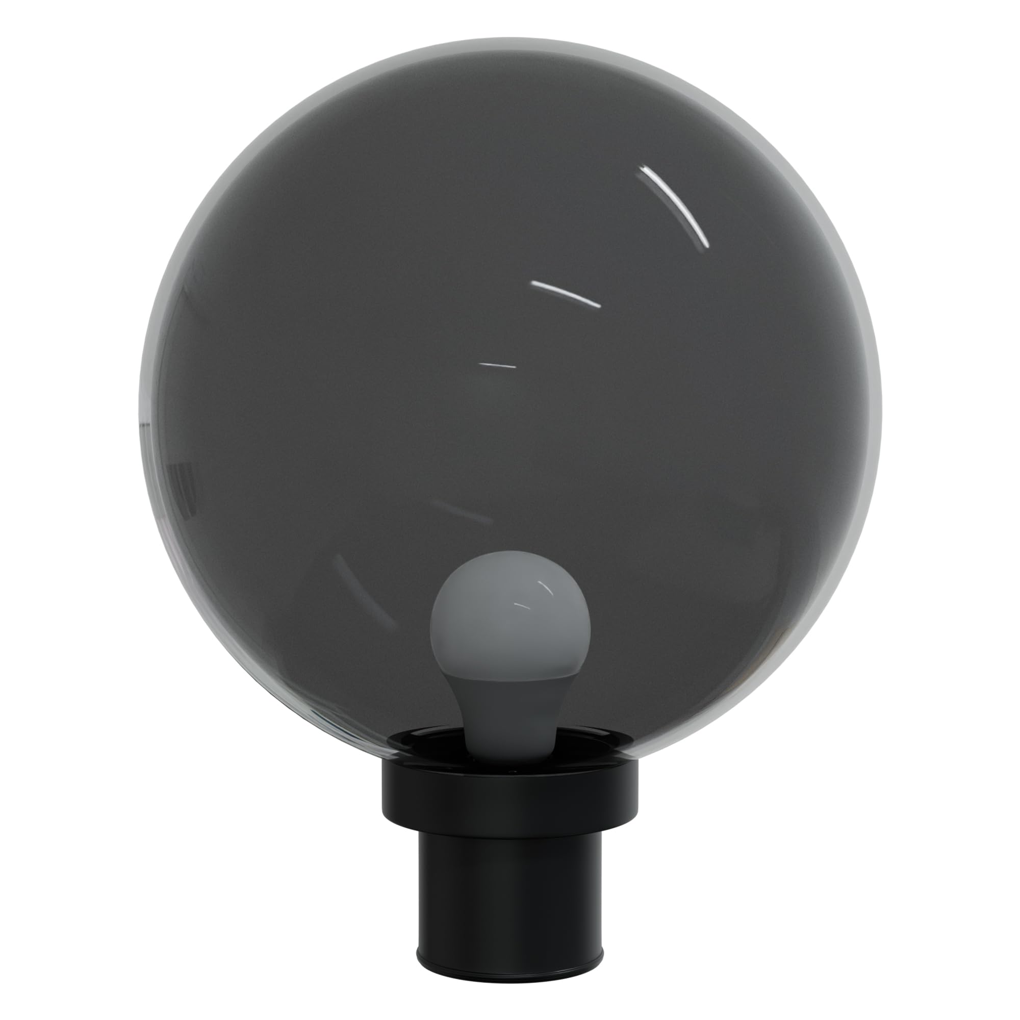 Kastlite 12 Outdoor Light Post Globe Combo  Fits 3 Posts - Smoke Acrylic Lamp Cover  Black Twist Lock Fitter  5000K Led Bulb - Modern Driveway Yard Lamppost Lighting Fixture  Outdoor Pole Lights