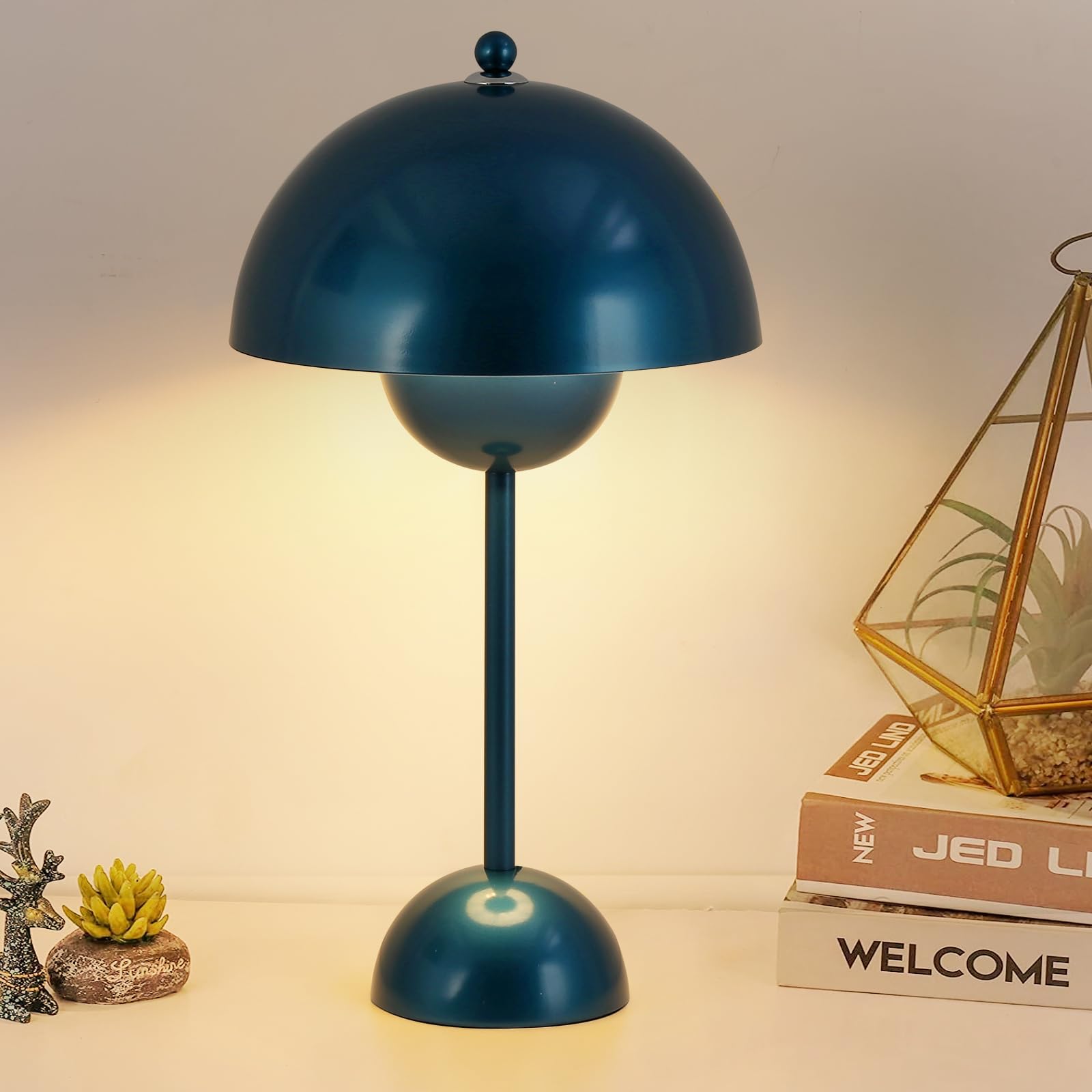COSYLUX Modern Table Lamp - Cute Dome Shade, Pearl Blue, Metal, Ideal for Bedroom, Living Room, Office, Desk, or Nightstand
