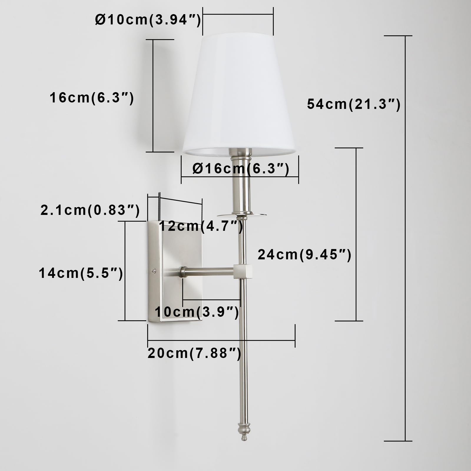 Permo Set Of 2 Classic Rustic Industrial Wall Sconce Lighting Fixture With Flared White Textile Lamp Shade And Brushed Tapered C