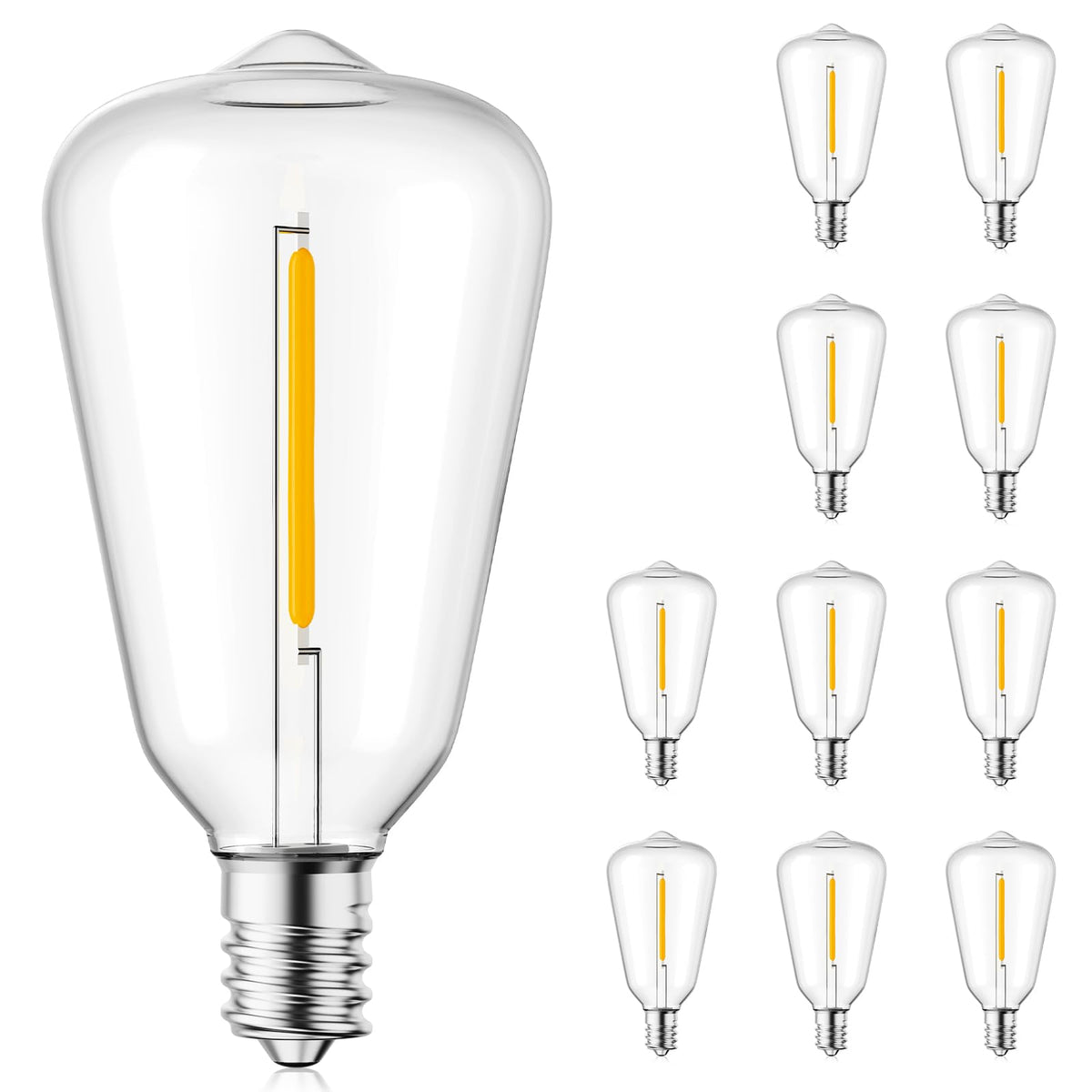 Minetom 10 Pack St38 Led Light Bulbs, Outdoor String Light Replacement Bulbs Equivalent To 7W Incandescent Bulb, Shatterproof Ed