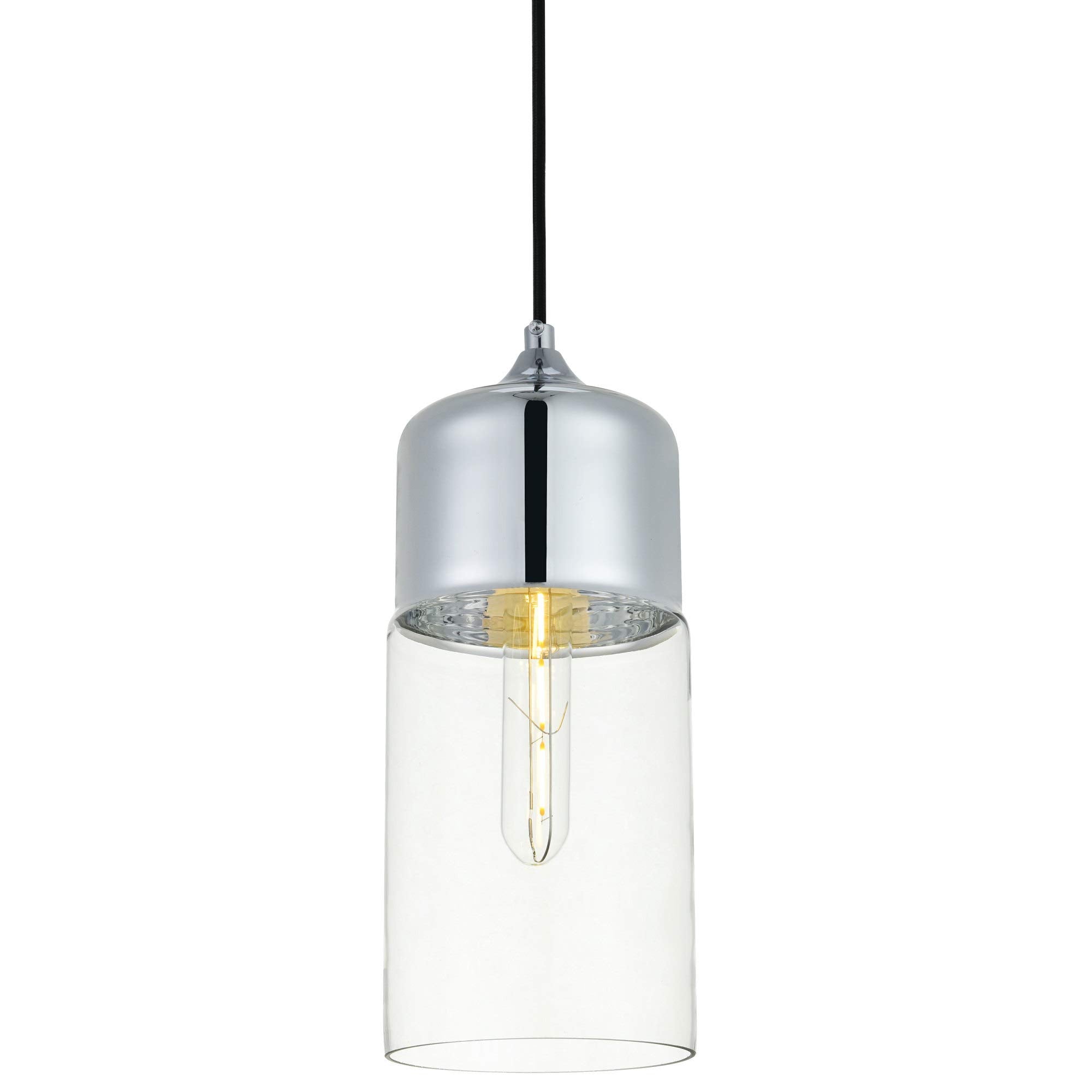 Living District Ashwell 1 Light Black Pendant With Clear Glass