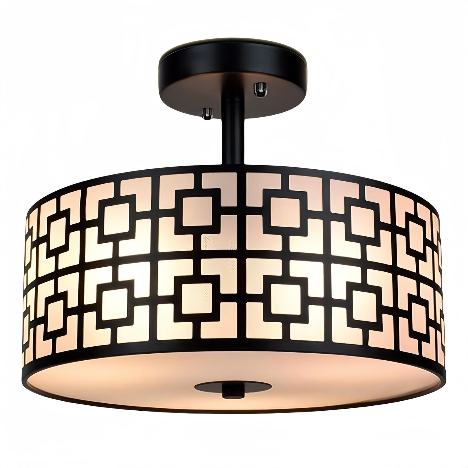 DINGLILIGHTING Modern 3-Light Semi Flush Mount Ceiling Light Fixture, 12.6 Inch, Black, Aluminum, Model WSCL30-B