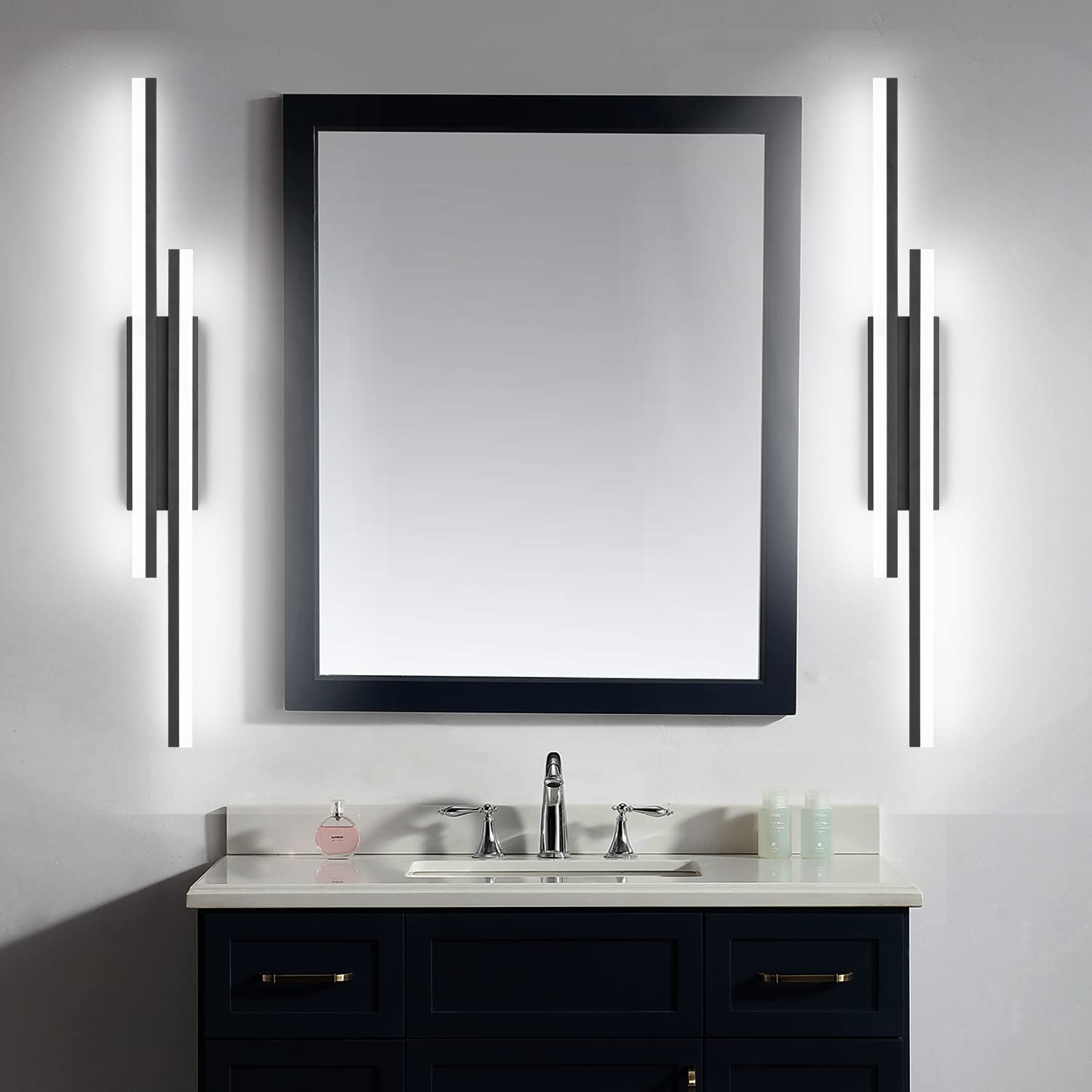 PRESDE 40-Inch Black LED Vanity Light Fixture, Modern Dimmable Bathroom Lighting