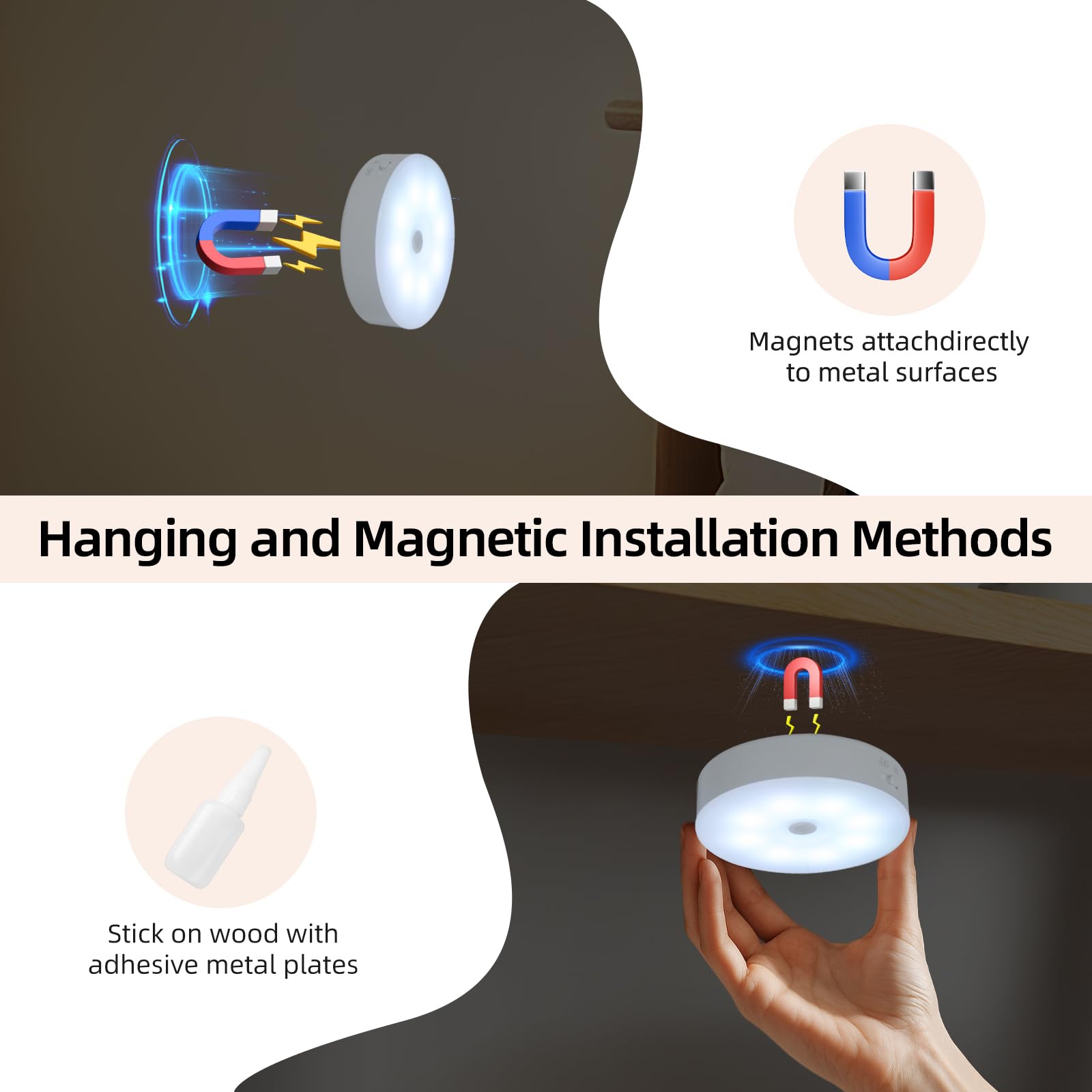 Led Puck Lights with Remote Control 16 Color Changeable USB Rechargeable LED Night Light Battery Operatedfor,Closet,Bedroom Wall