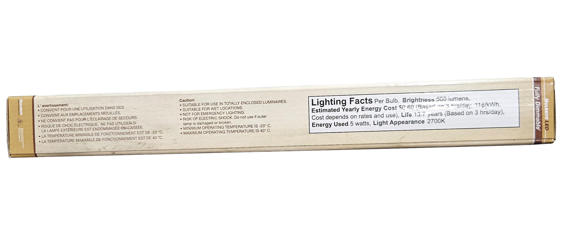 Bulbrite LED Filament T9 Light Bulb, 5W Dimmable, 2700K Warm White, Clear Glass, E26 Base, Vintage Style (1 Pack)