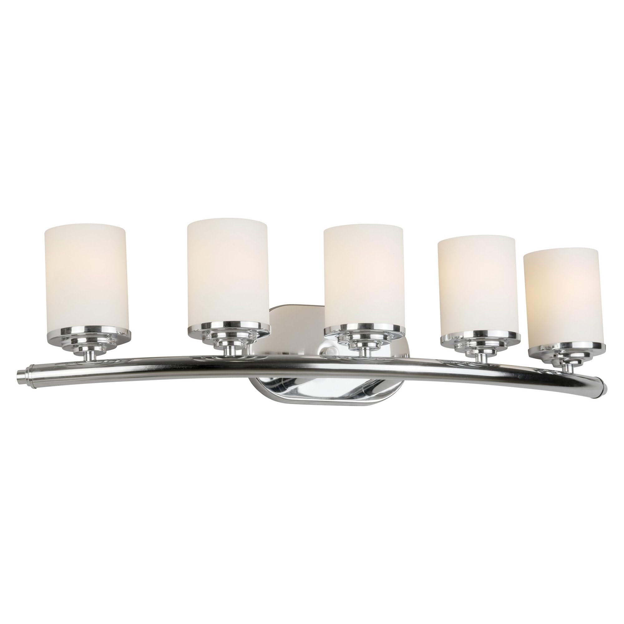 Forte Lighting 5105-05-05 Bath Vanity with Satin Opal Glass Shades, Chrome