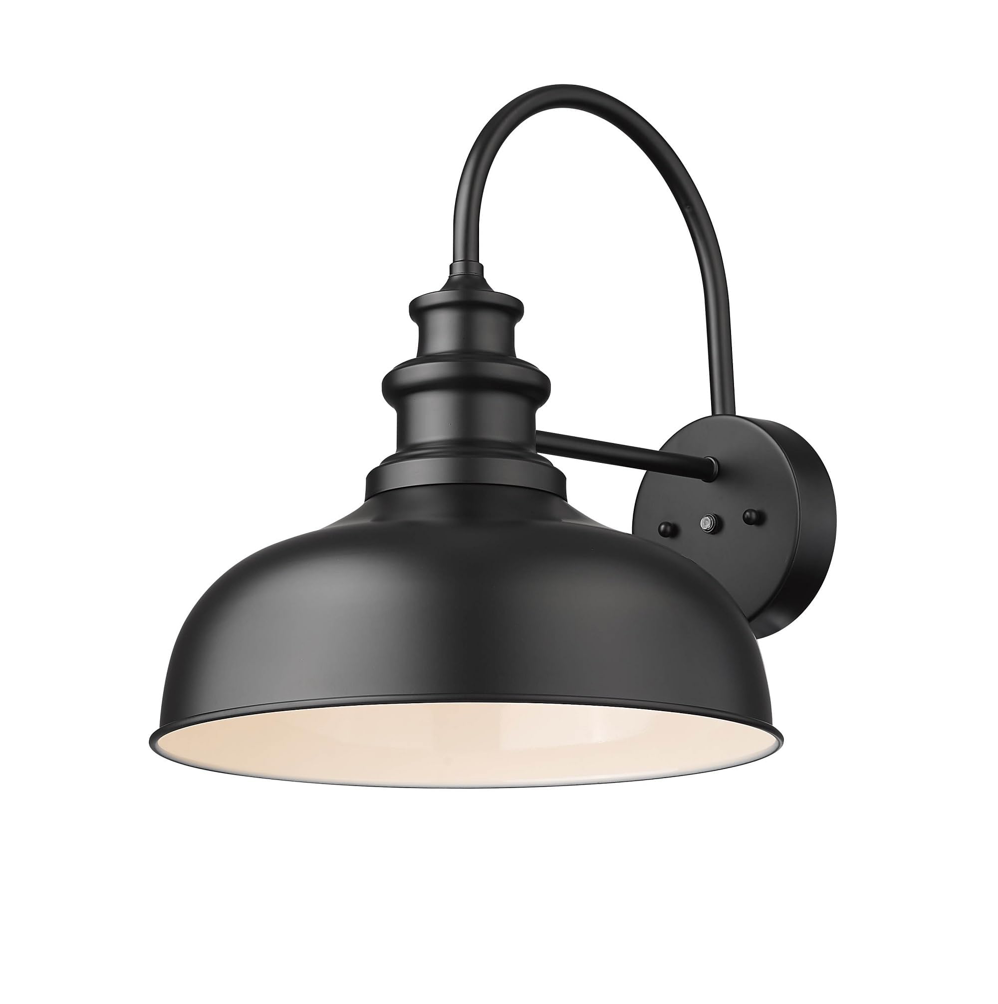 Bestshared Gooseneck Barn Light Outdoor Wall Sconce 14” Dome Black+White Metal DDV260-14M-BS