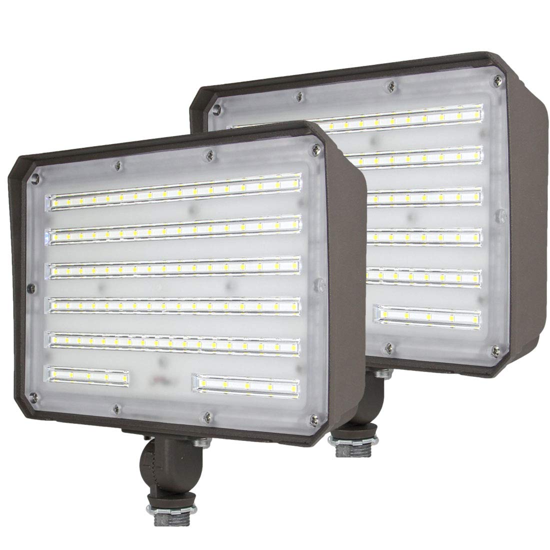 DAKASON 2 Pack 100W LED Flood Light Outdoor, Dusk-to-Dawn Photocell Adjustable Knuckle Mount, 13000LM 5000K Replaces 350W HPS/MH 100-277Vac, IP65 Waterproof Security Lighting Fixture, ETL Listed