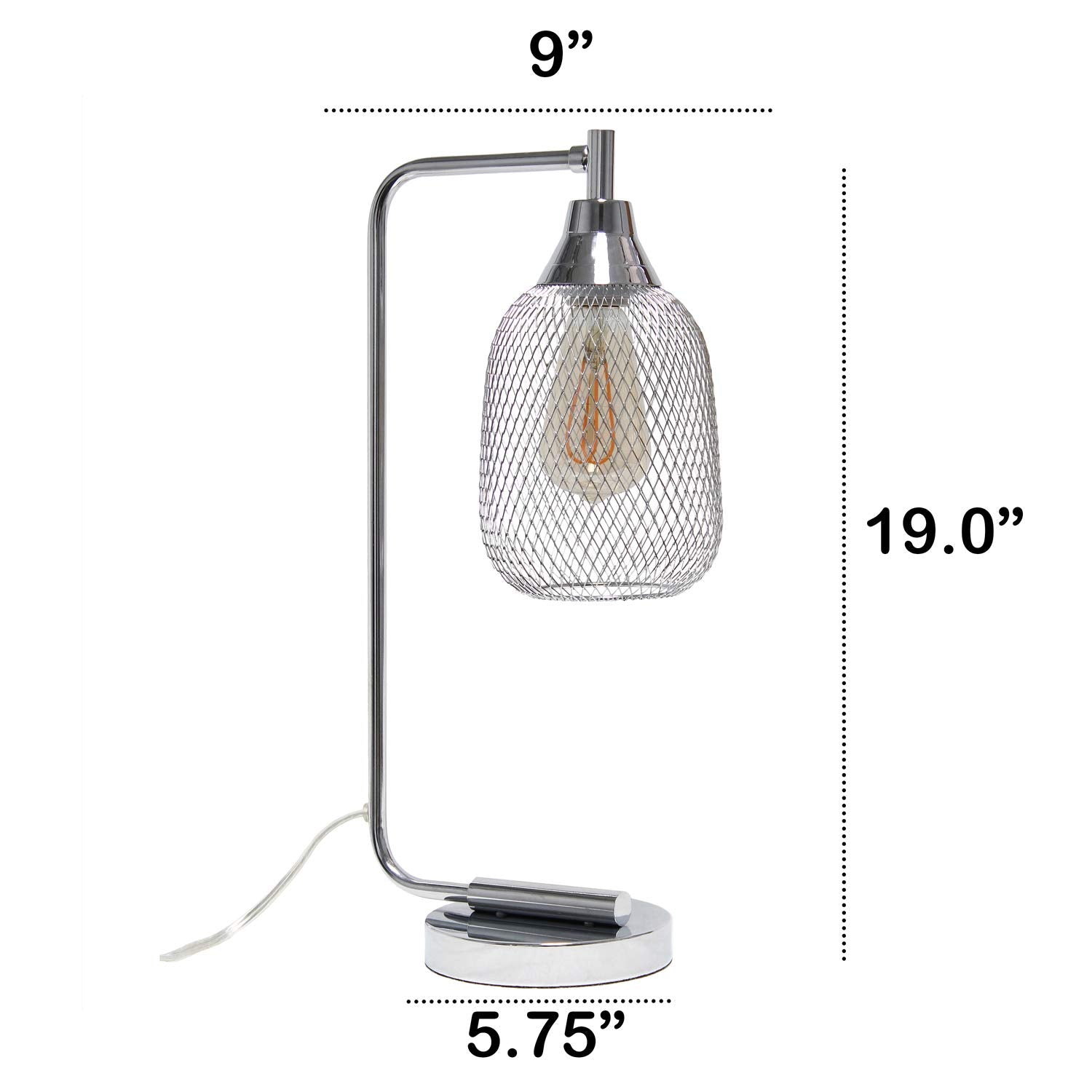 LALIA HOME Industrial Mesh Desk Lamp, Metal, Chrome, Model LHD-2000 FAMILY