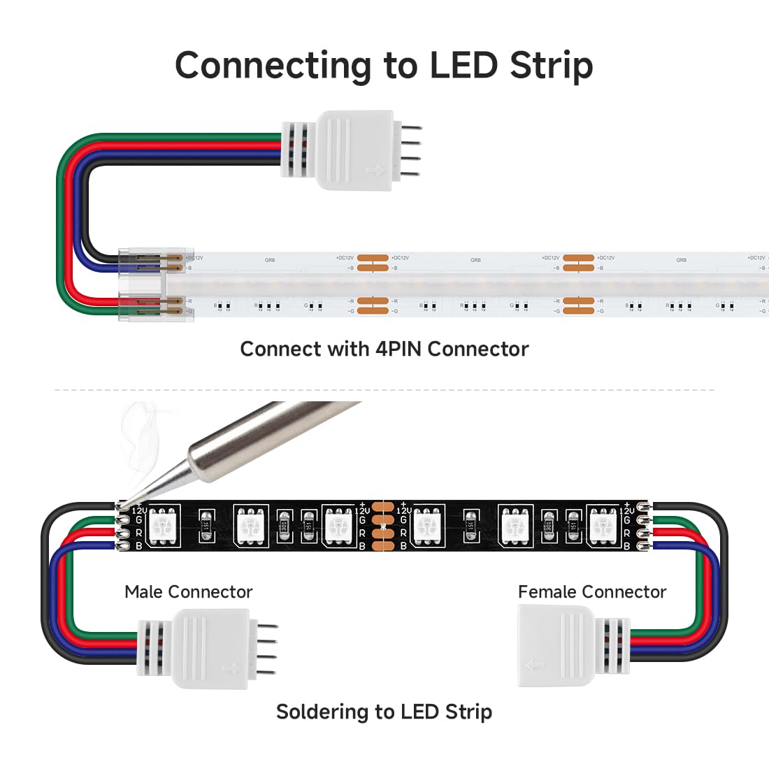 Btf-Lighting 10 Pairs 17Cm 4Pin Jst Sm 22Awg Wire Cable Male/Female Connector Plug For Fcob Cob Rgb Led Strip Light