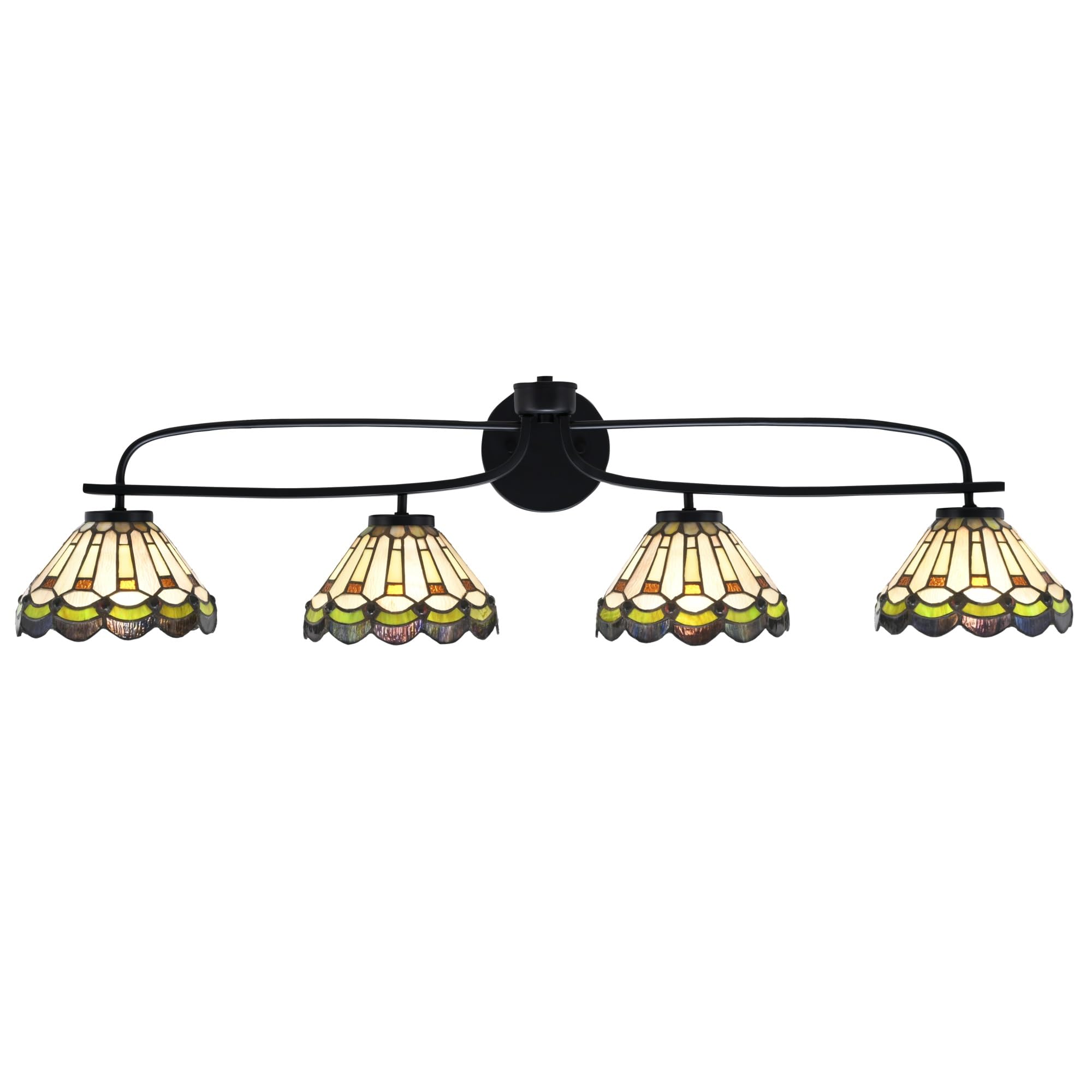 Cavella 4 Light Bath Bar Shown In Matte Black Finish With 7" Cyprus Art Glass